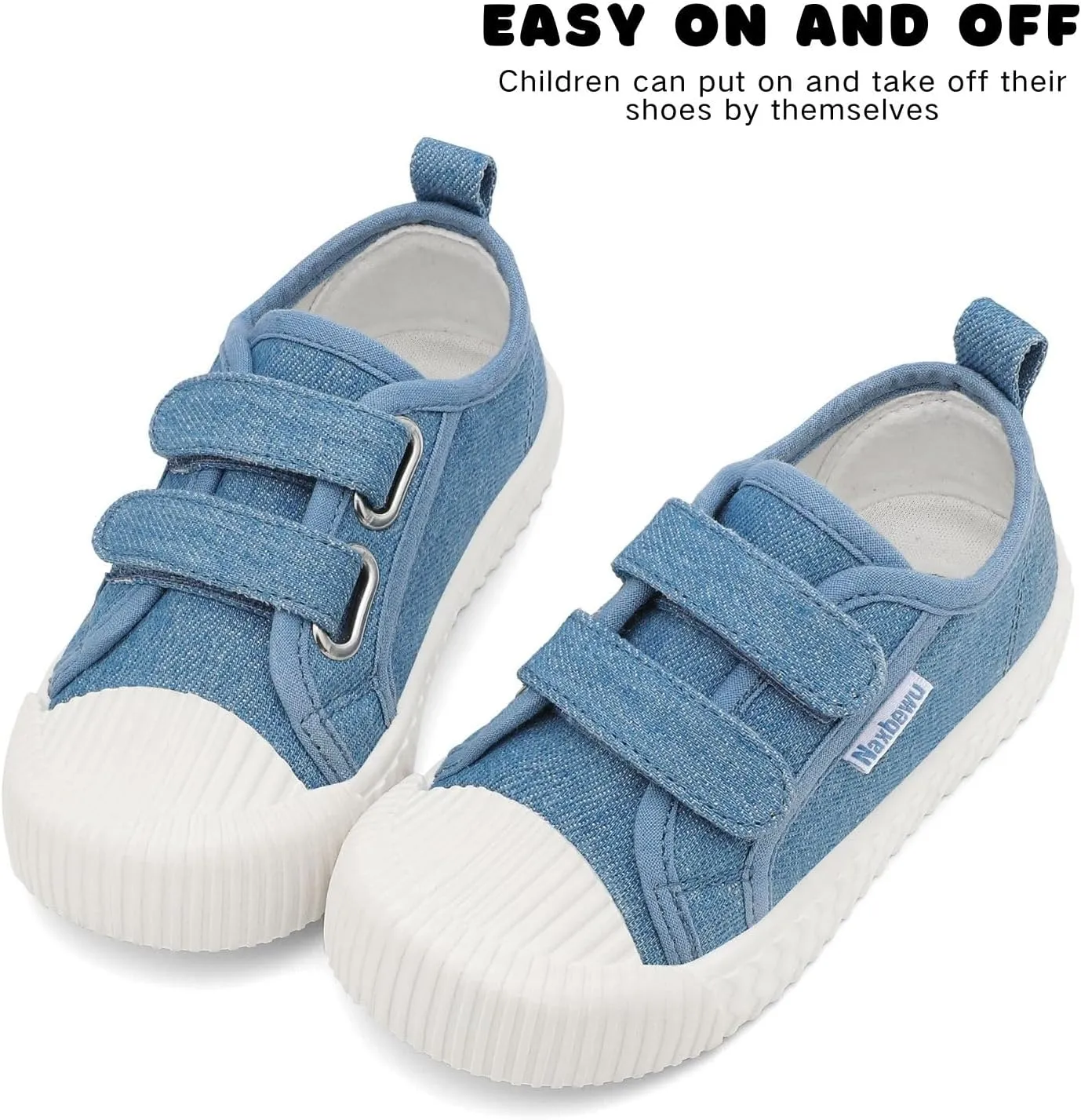 Toddler Boys & Girls Sneaker Adjustable Slip On Canvas Hook and Loops Walking Shoes,Size 5-12