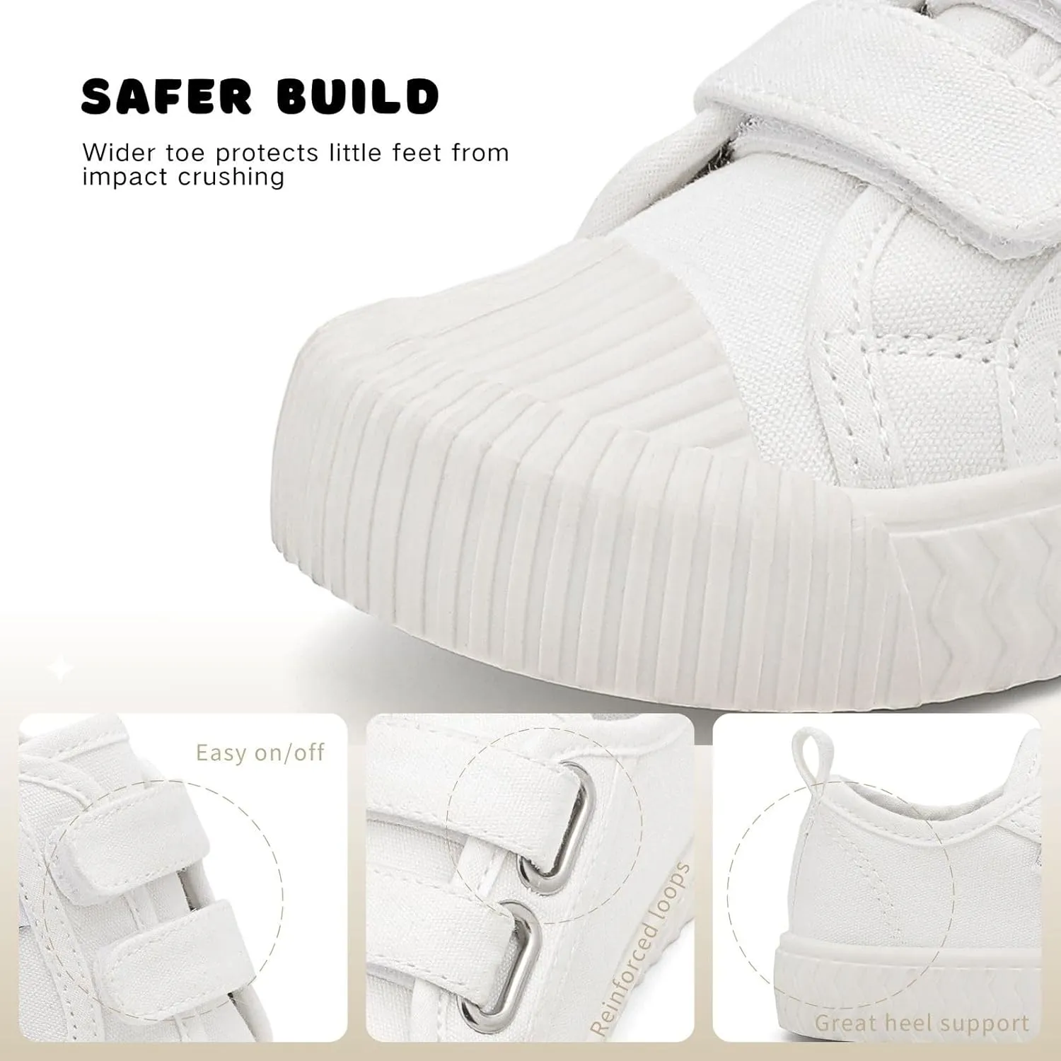 Toddler Boys & Girls Sneaker Adjustable Slip On Canvas Hook and Loops Walking Shoes,Size 5-12