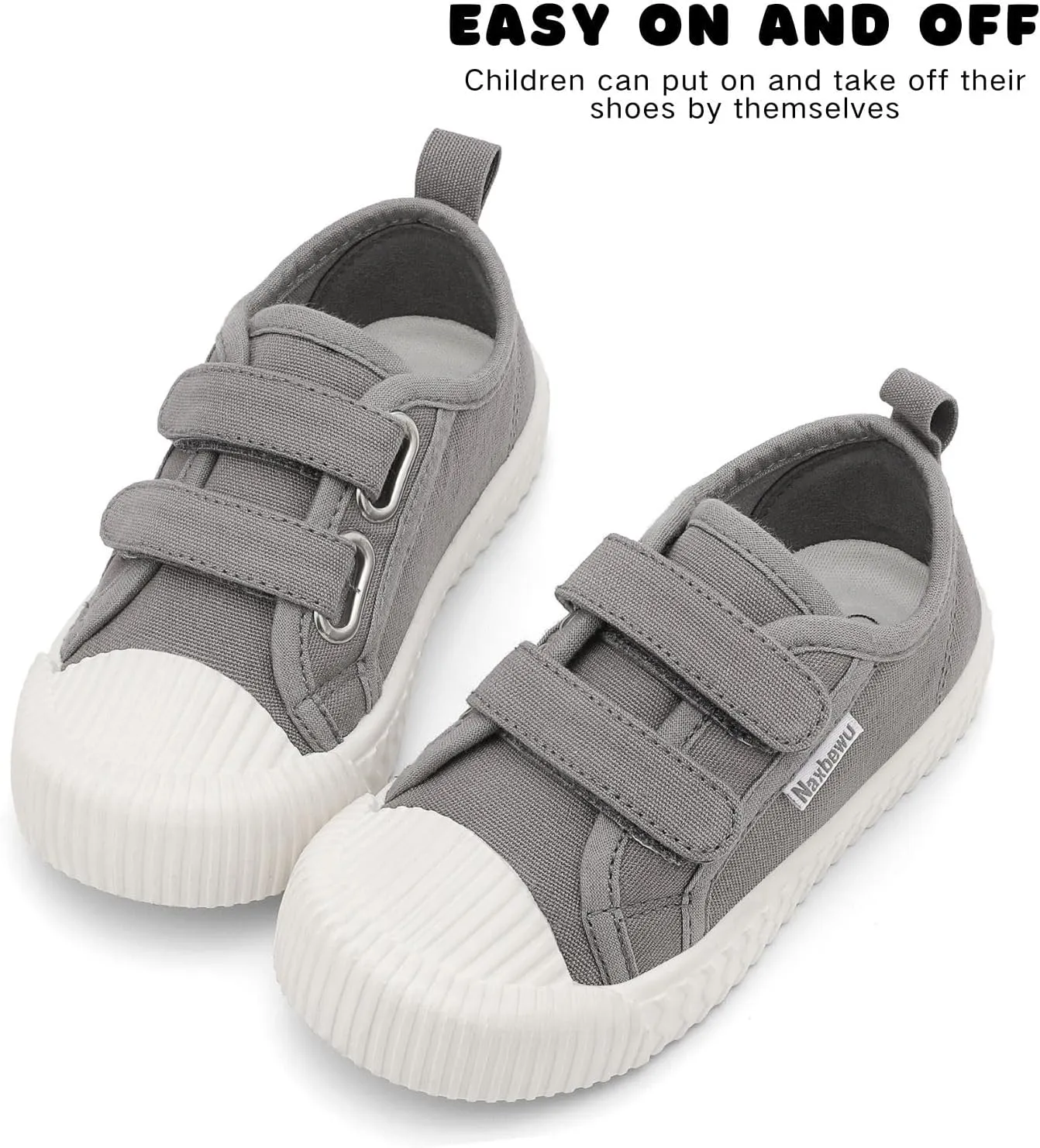Toddler Boys & Girls Sneaker Adjustable Slip On Canvas Hook and Loops Walking Shoes,Size 5-12