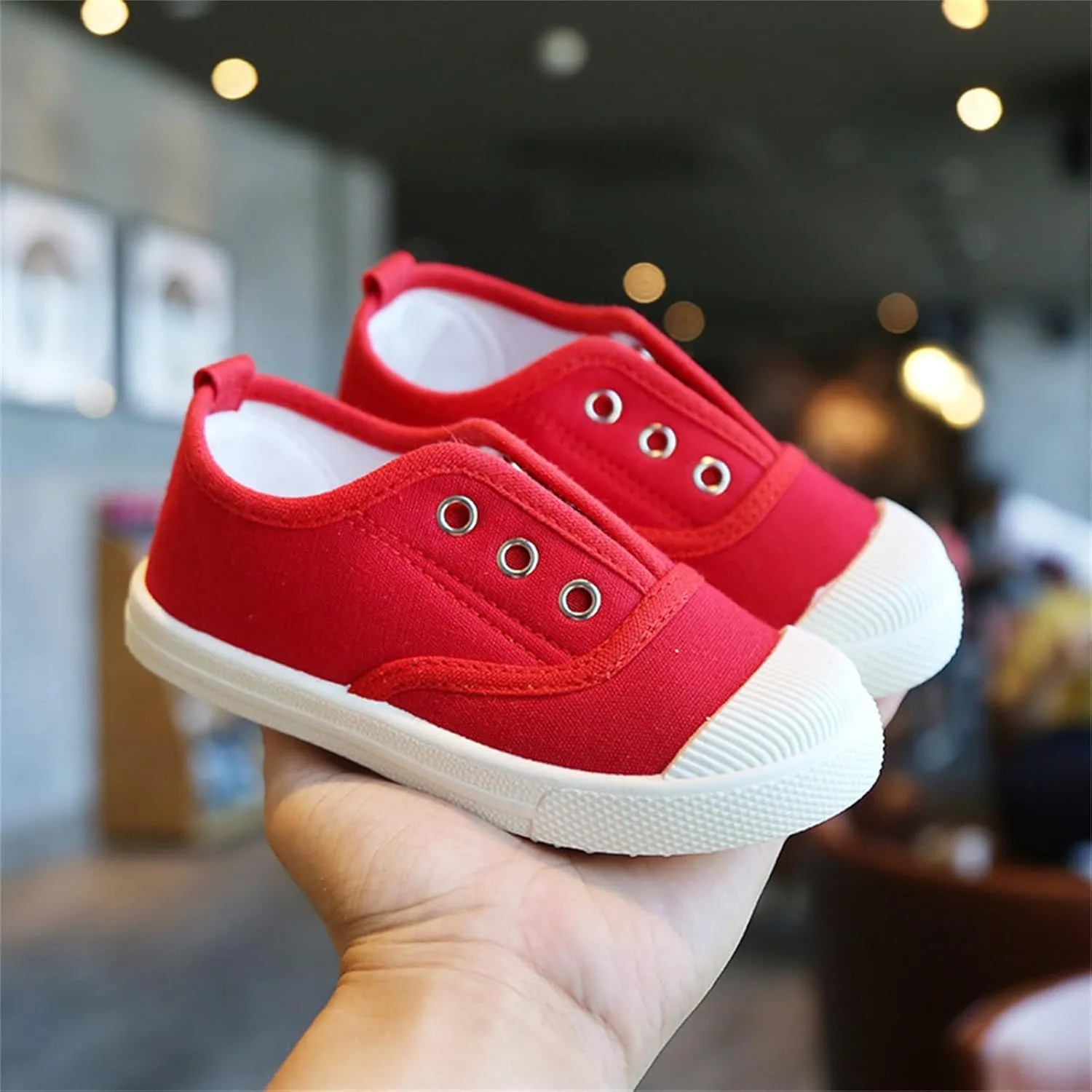 Toddler Boys Girls Low Top Canvas Slip On Shoes Lightweight Kids Sneakers School Runing Tennis Shoes Casual