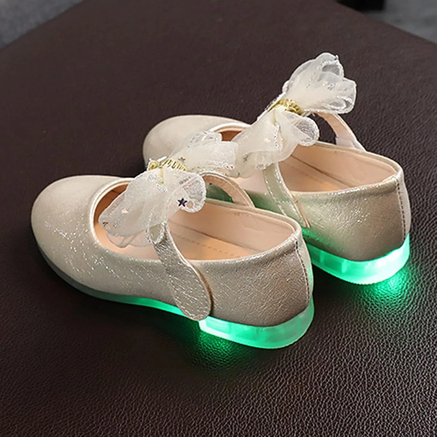 Toddler Girl Light Up Shoes Shoes for Girls Bow School Shoes Led Mary Jane Shoes Luminous Leather Shoes