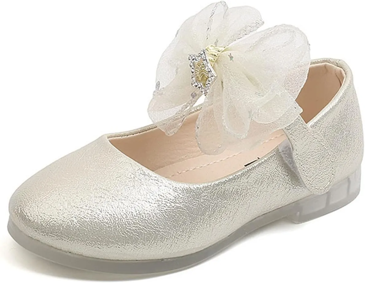 Toddler Girl Light Up Shoes Shoes for Girls Bow School Shoes Led Mary Jane Shoes Luminous Leather Shoes