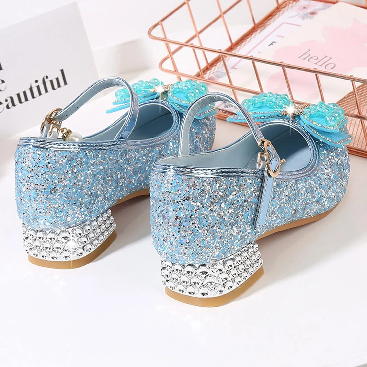 Toddler Girl Shoes,Little Kid Girls Dress Princess Shoes Sequins Bowknot Low Heels Party Dance Shoes 4-9 Years
