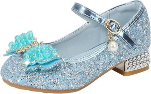 Toddler Girl Shoes,Little Kid Girls Dress Princess Shoes Sequins Bowknot Low Heels Party Dance Shoes 4-9 Years