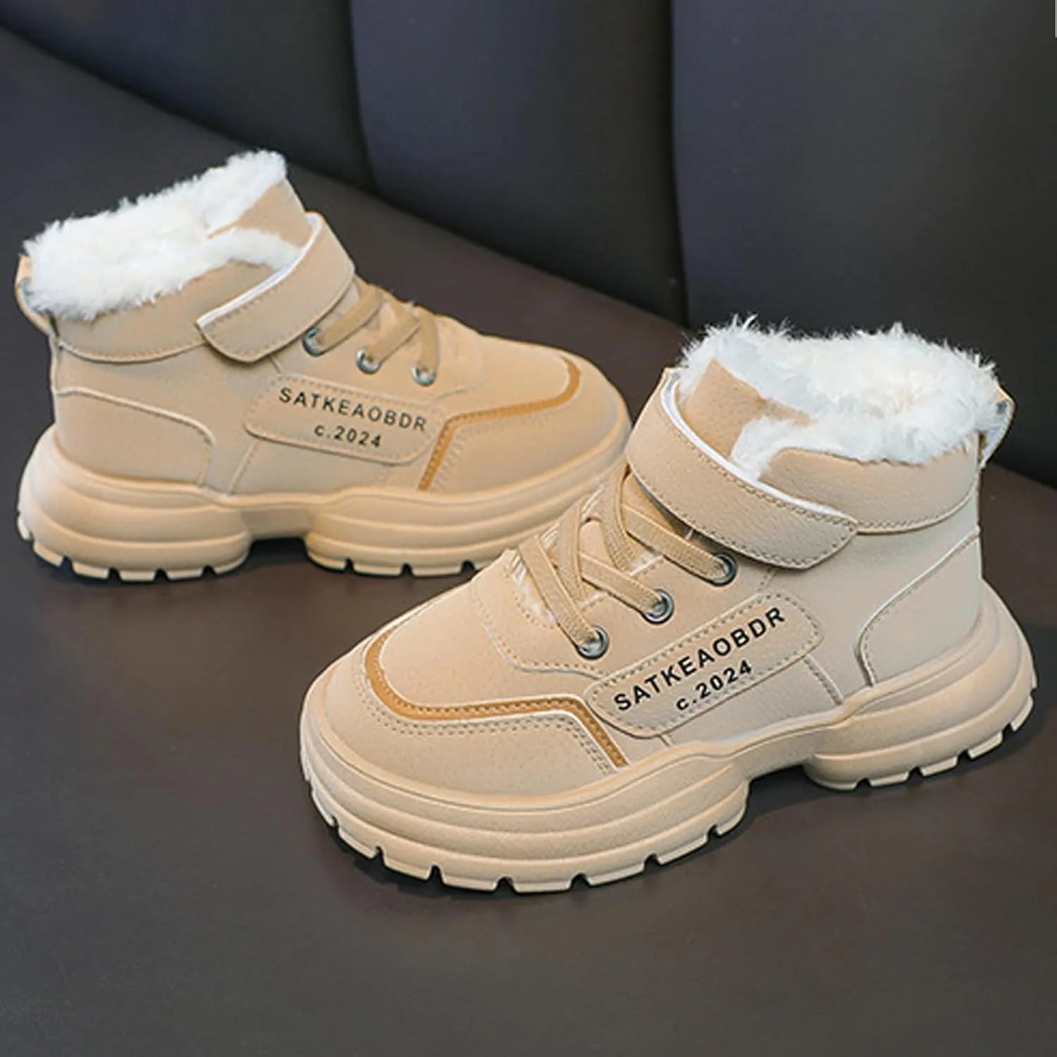Toddler Kids Snow Boots Warm Fr Lined Winter Boots Comfortable Ankle Booties Boys Girls Outdoor Hiking Boots