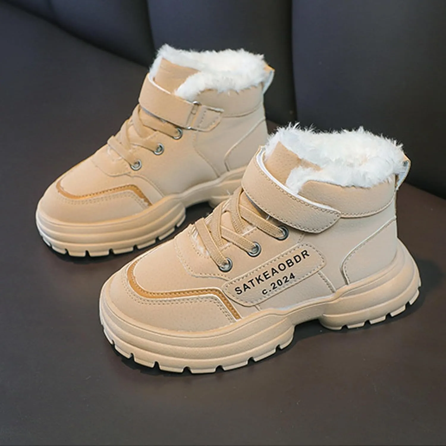 Toddler Kids Snow Boots Warm Fr Lined Winter Boots Comfortable Ankle Booties Boys Girls Outdoor Hiking Boots