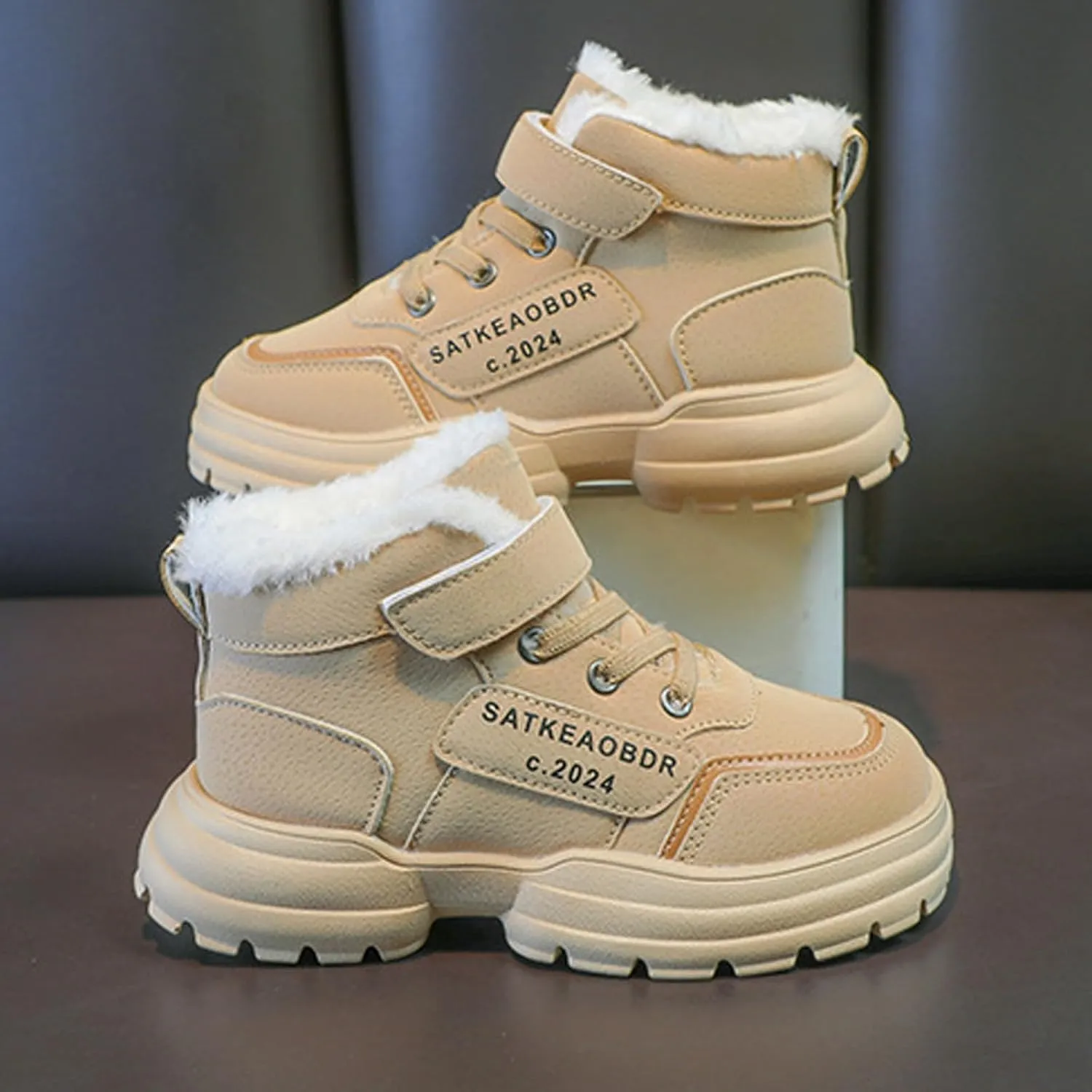Toddler Kids Snow Boots Warm Fr Lined Winter Boots Comfortable Ankle Booties Boys Girls Outdoor Hiking Boots