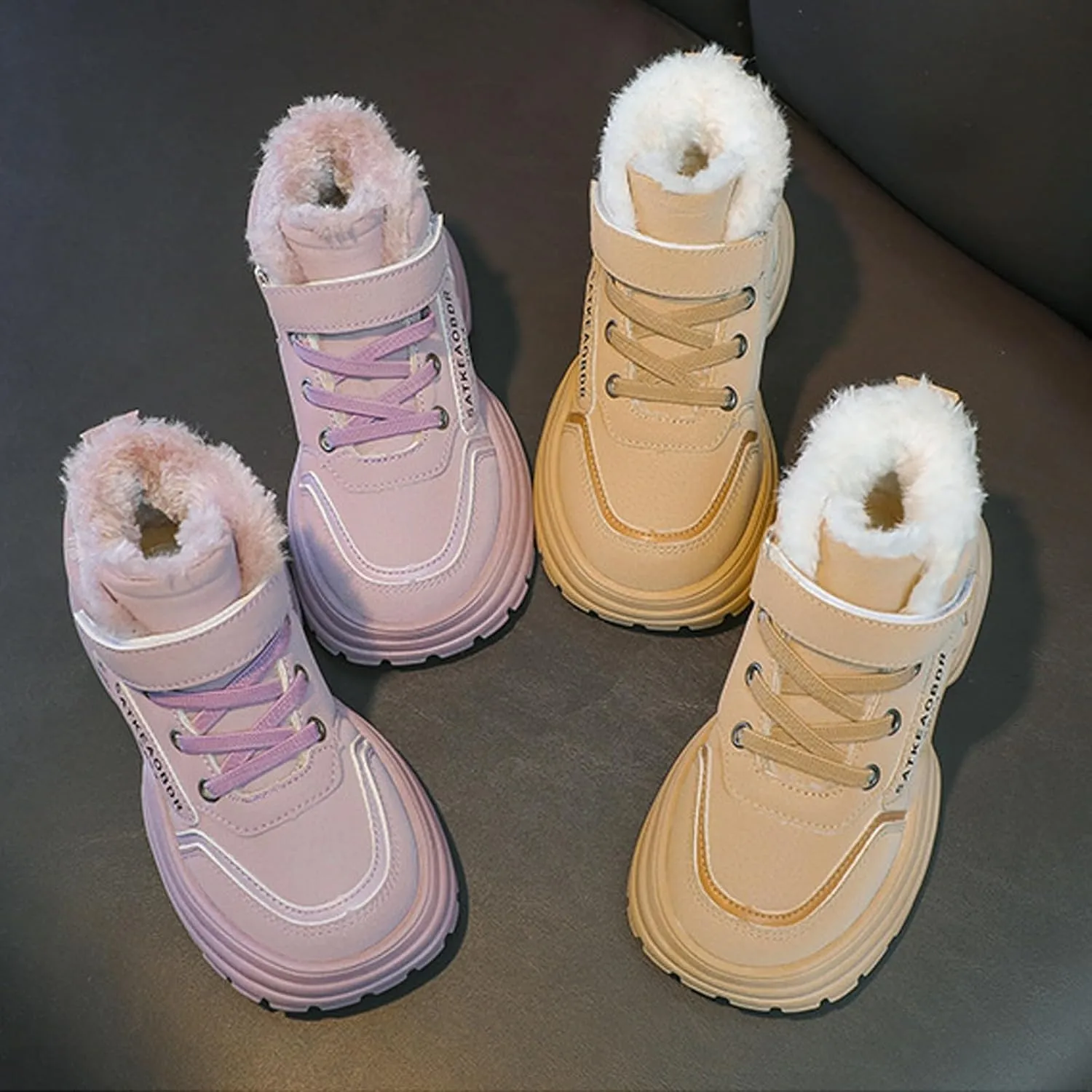 Toddler Kids Snow Boots Warm Fr Lined Winter Boots Comfortable Ankle Booties Boys Girls Outdoor Hiking Boots