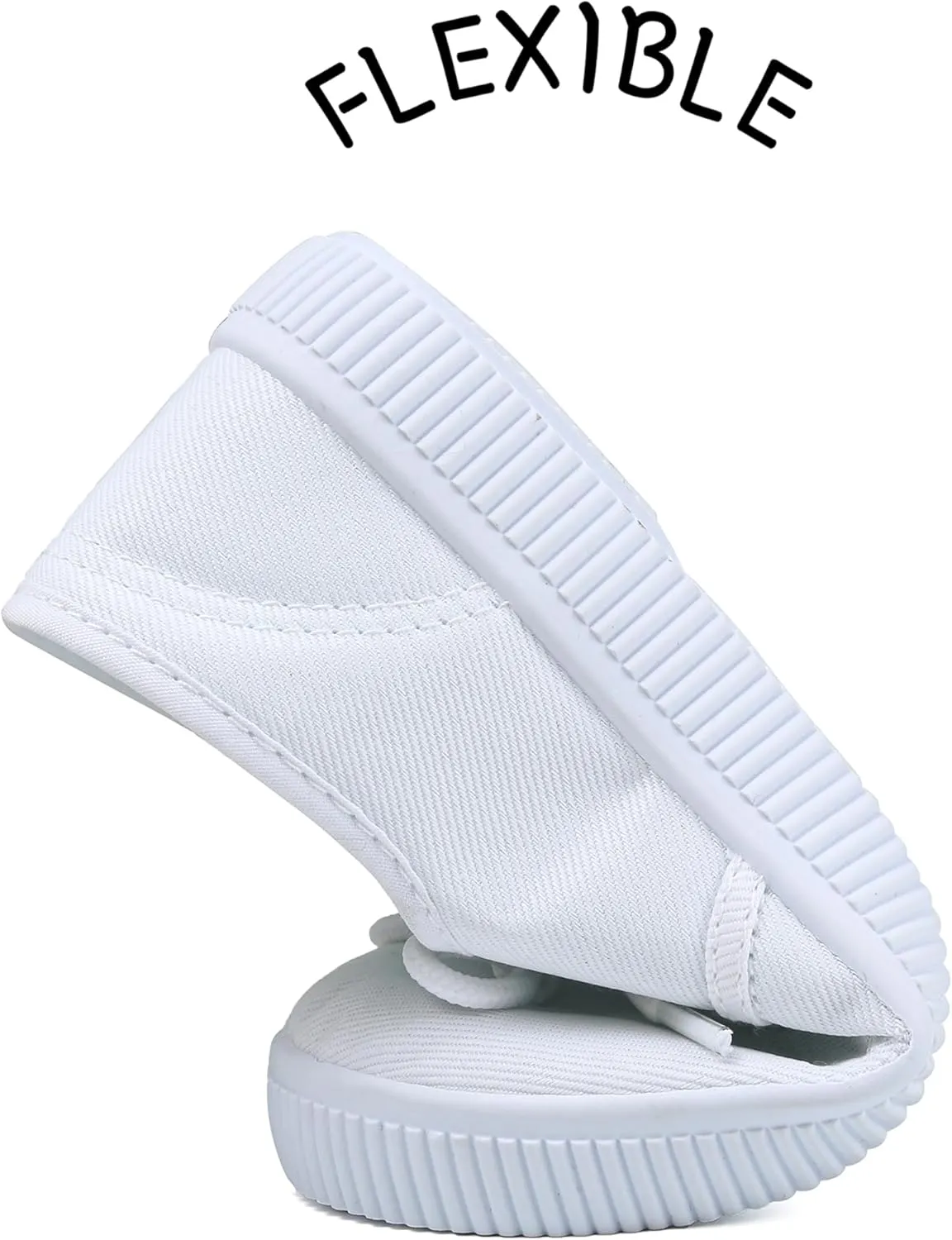 Toddler Kids White Canvas Shoes for Boys Girls Sneakers Slip-on Comfortable Fashion Light Weight Skin-Friendly Causal Running Tennis Shoes (Toddle/Little Kids/Big Kids)