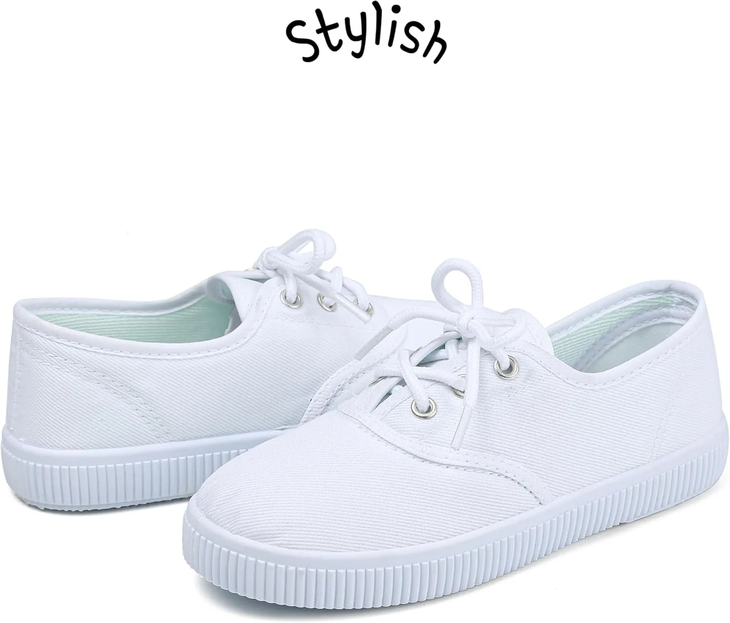 Toddler Kids White Canvas Shoes for Boys Girls Sneakers Slip-on Comfortable Fashion Light Weight Skin-Friendly Causal Running Tennis Shoes (Toddle/Little Kids/Big Kids)