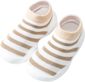 Toddler Sock Shoes Toddler Kids Infant Newborn Baby Boys Girls Shoes First Walkers Striped Plaid Antislip Sock Shoes B