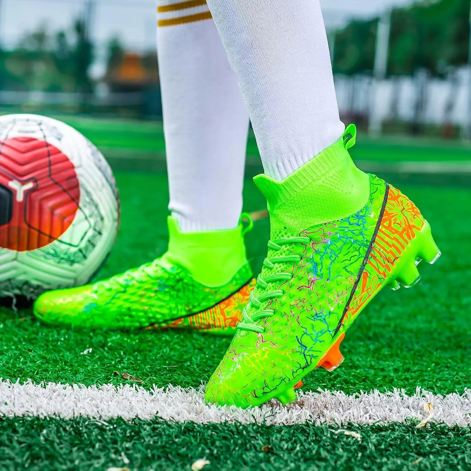 Unisex-Child Soccer Cleats Lightweight Training Football Cleats for Youth Futsal