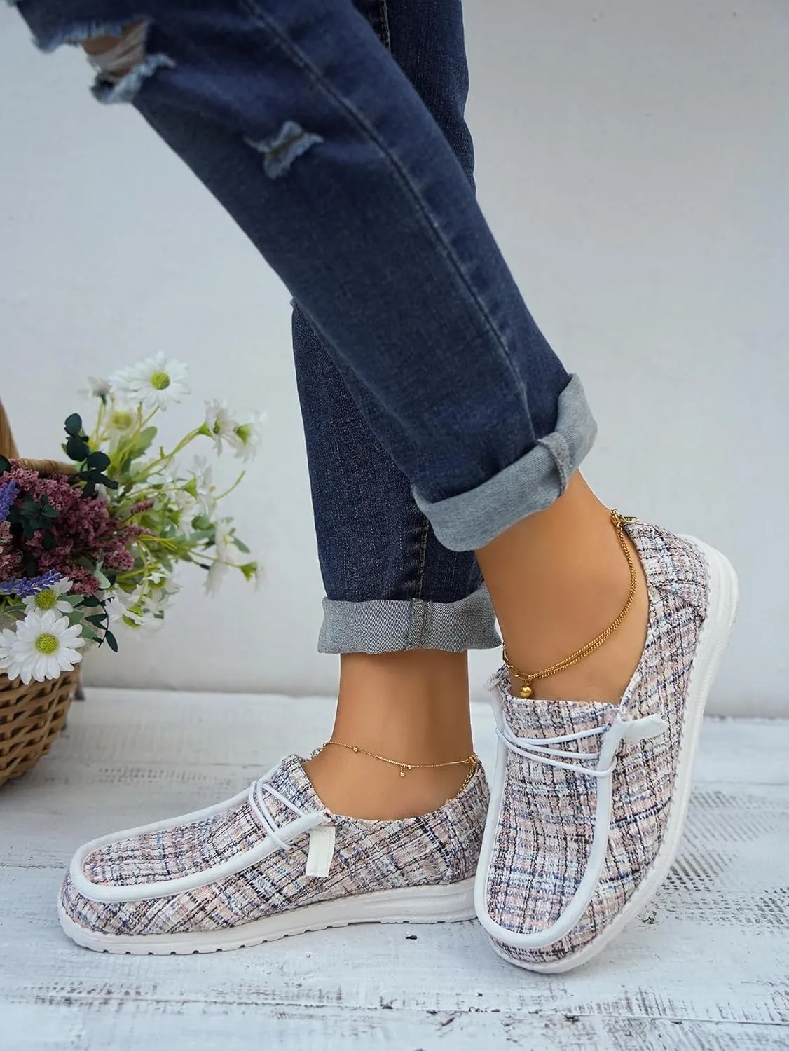 Unisex Lace-up Loafers Leather Trim Flats Low Top Walking Driving Shoes,Ultralight Boat Breathable Flexible Casual for Daily Wear