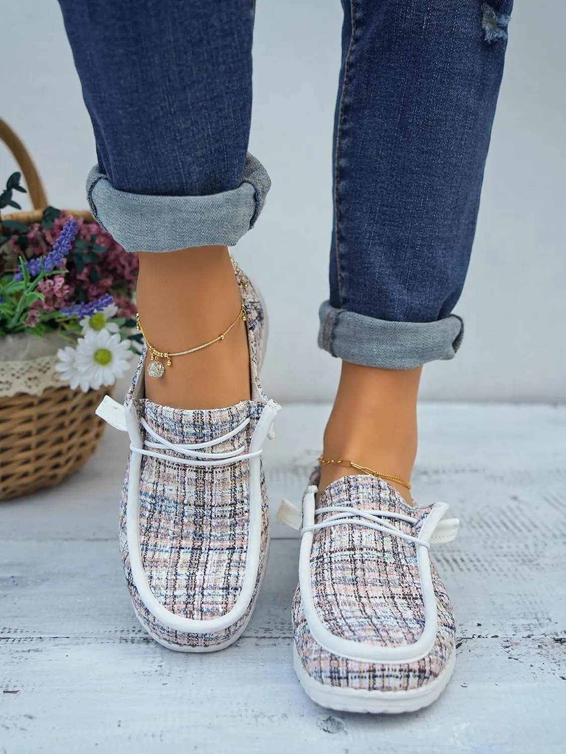 Unisex Lace-up Loafers Leather Trim Flats Low Top Walking Driving Shoes,Ultralight Boat Breathable Flexible Casual for Daily Wear