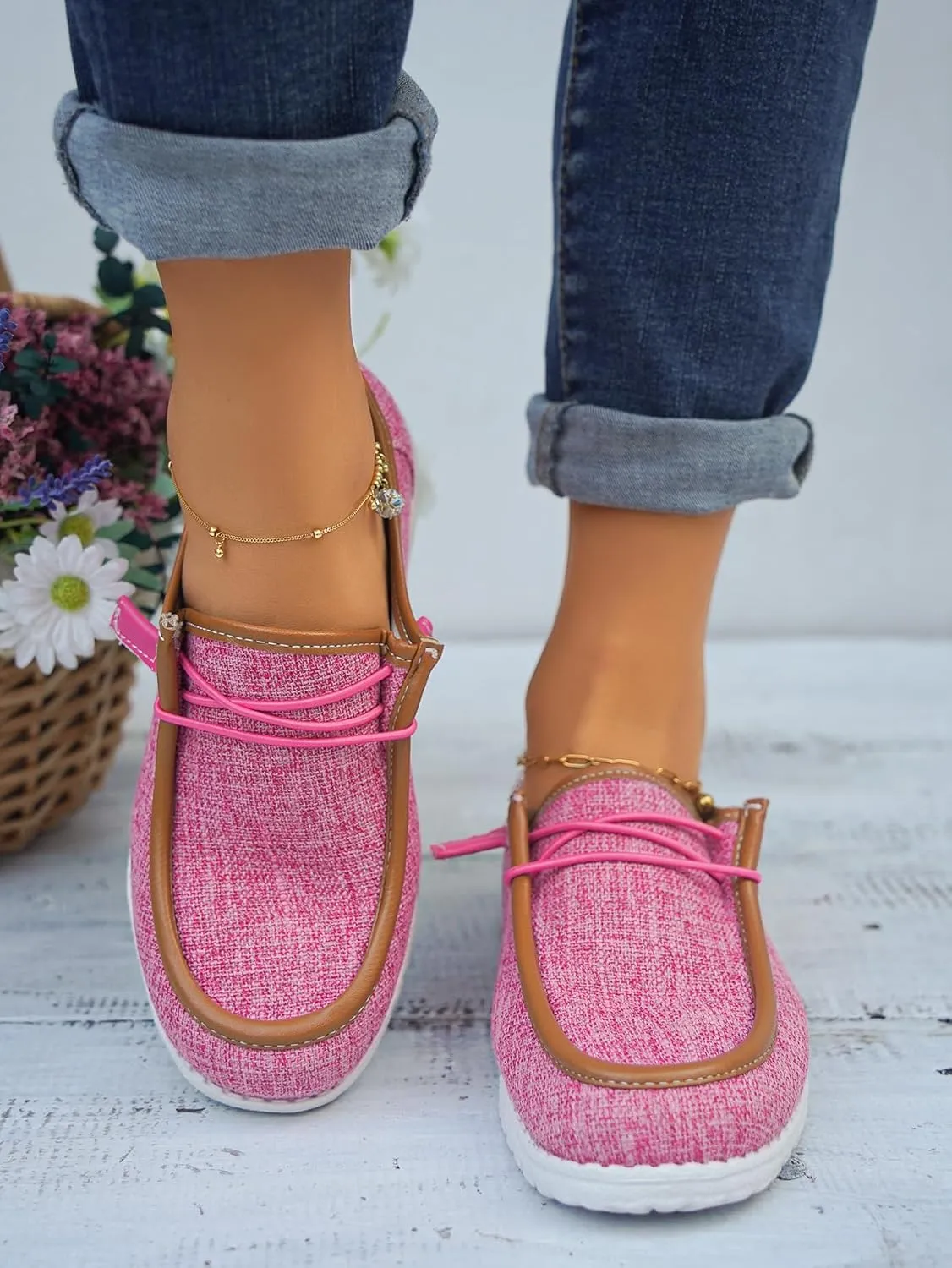 Unisex Lace-up Loafers Leather Trim Flats Low Top Walking Driving Shoes,Ultralight Boat Breathable Flexible Casual for Daily Wear