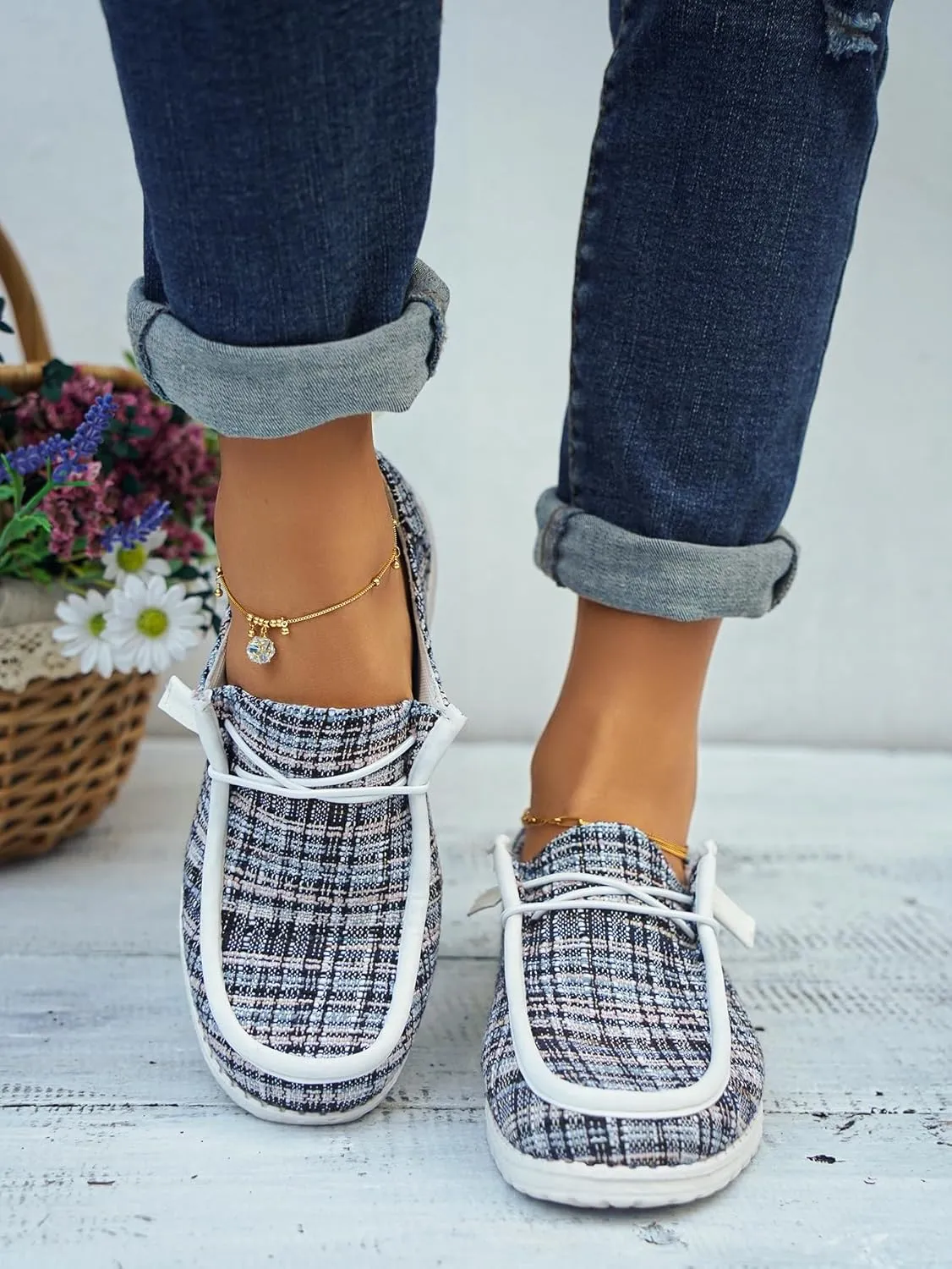 Unisex Lace-up Loafers Leather Trim Flats Low Top Walking Driving Shoes,Ultralight Boat Breathable Flexible Casual for Daily Wear