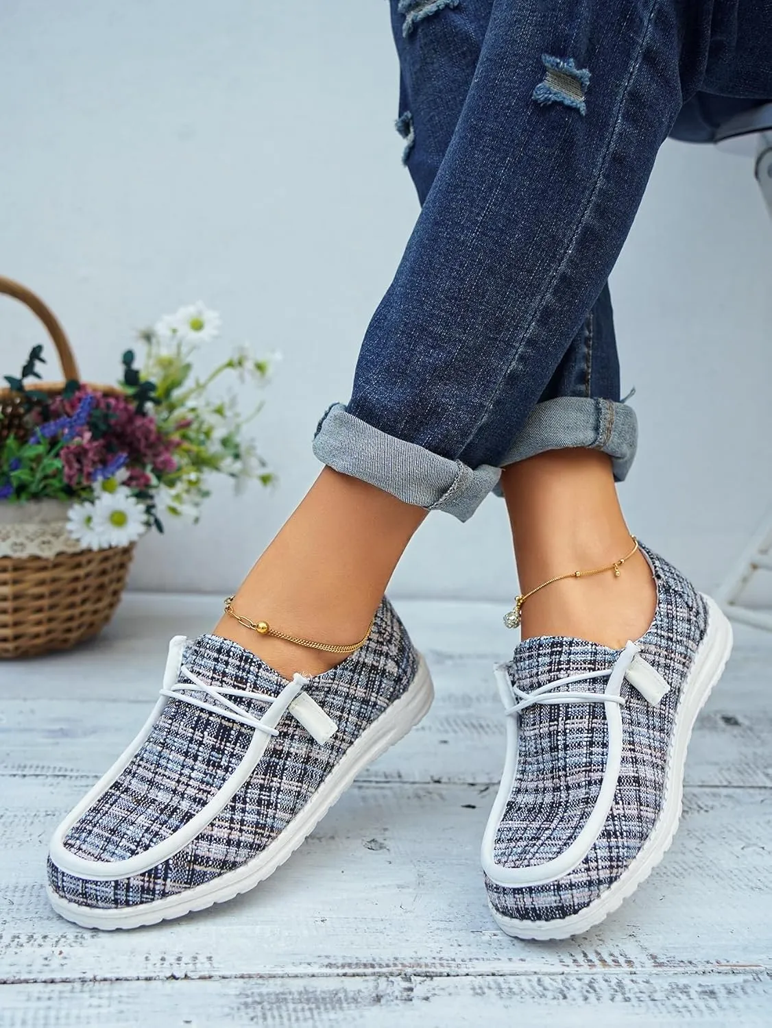 Unisex Lace-up Loafers Leather Trim Flats Low Top Walking Driving Shoes,Ultralight Boat Breathable Flexible Casual for Daily Wear
