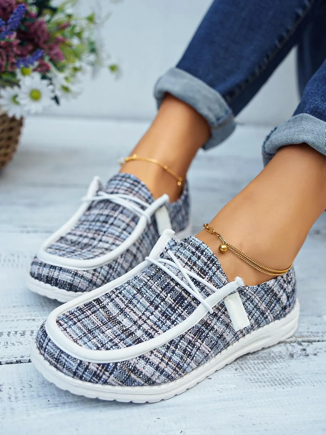 Unisex Lace-up Loafers Leather Trim Flats Low Top Walking Driving Shoes,Ultralight Boat Breathable Flexible Casual for Daily Wear
