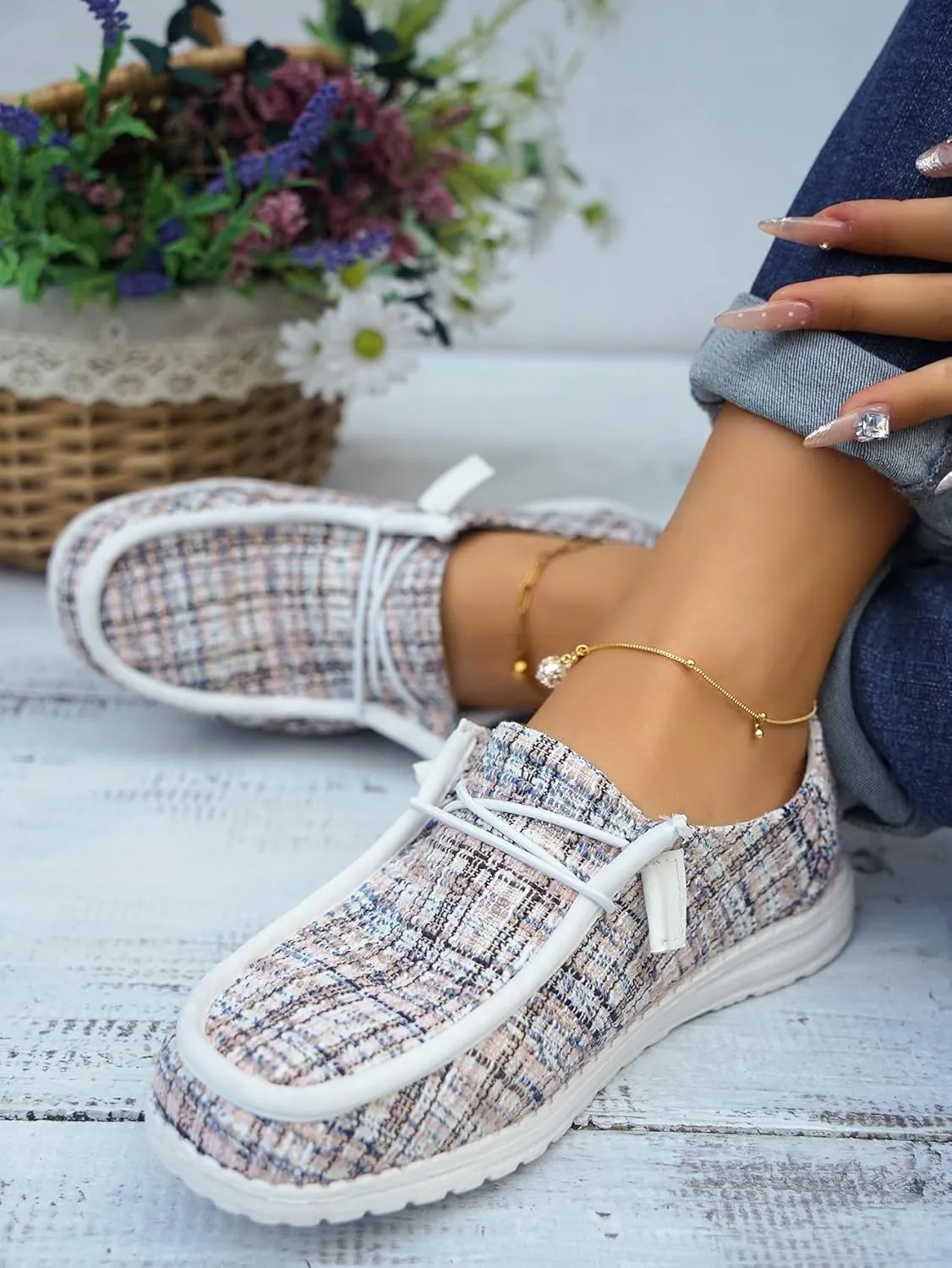 Unisex Lace-up Loafers Leather Trim Flats Low Top Walking Driving Shoes,Ultralight Boat Breathable Flexible Casual for Daily Wear