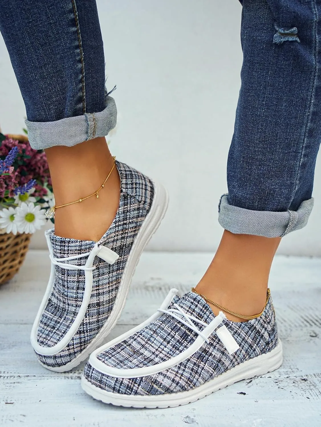 Unisex Lace-up Loafers Leather Trim Flats Low Top Walking Driving Shoes,Ultralight Boat Breathable Flexible Casual for Daily Wear