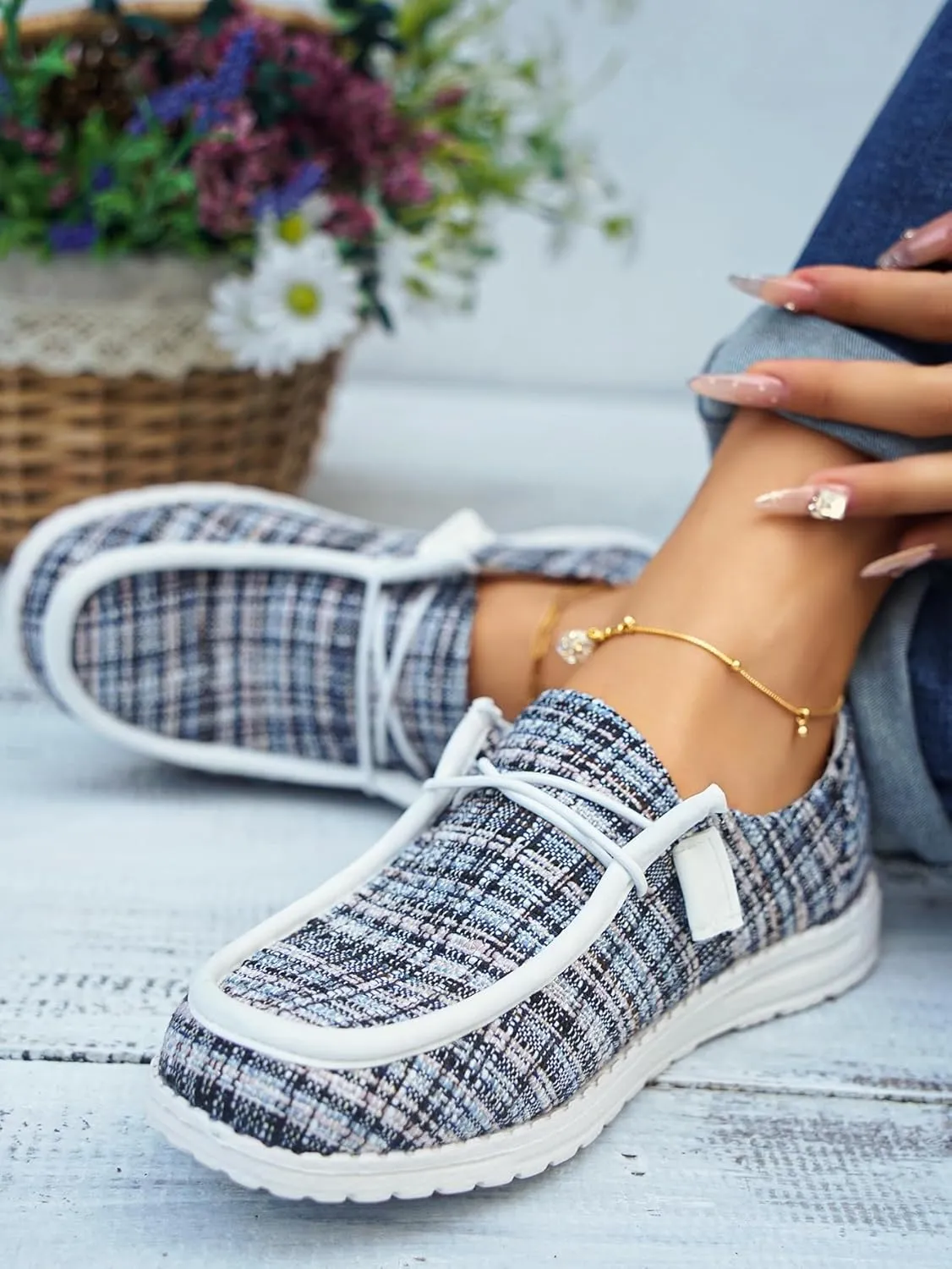 Unisex Lace-up Loafers Leather Trim Flats Low Top Walking Driving Shoes,Ultralight Boat Breathable Flexible Casual for Daily Wear