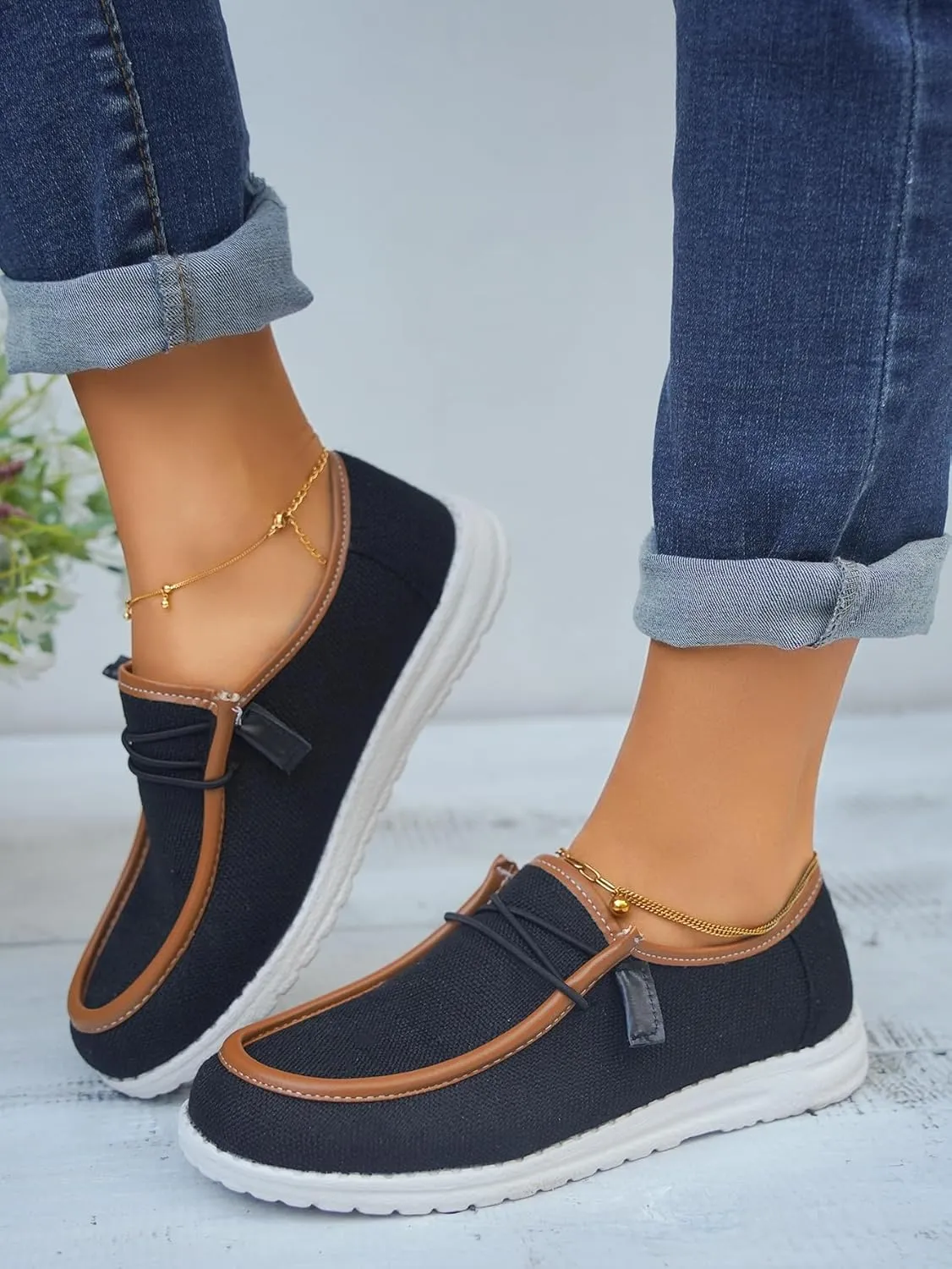 Unisex Lace-up Loafers Leather Trim Flats Low Top Walking Driving Shoes,Ultralight Boat Breathable Flexible Casual for Daily Wear