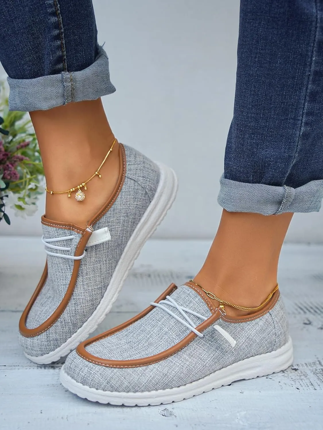 Unisex Lace-up Loafers Leather Trim Flats Low Top Walking Driving Shoes,Ultralight Boat Breathable Flexible Casual for Daily Wear