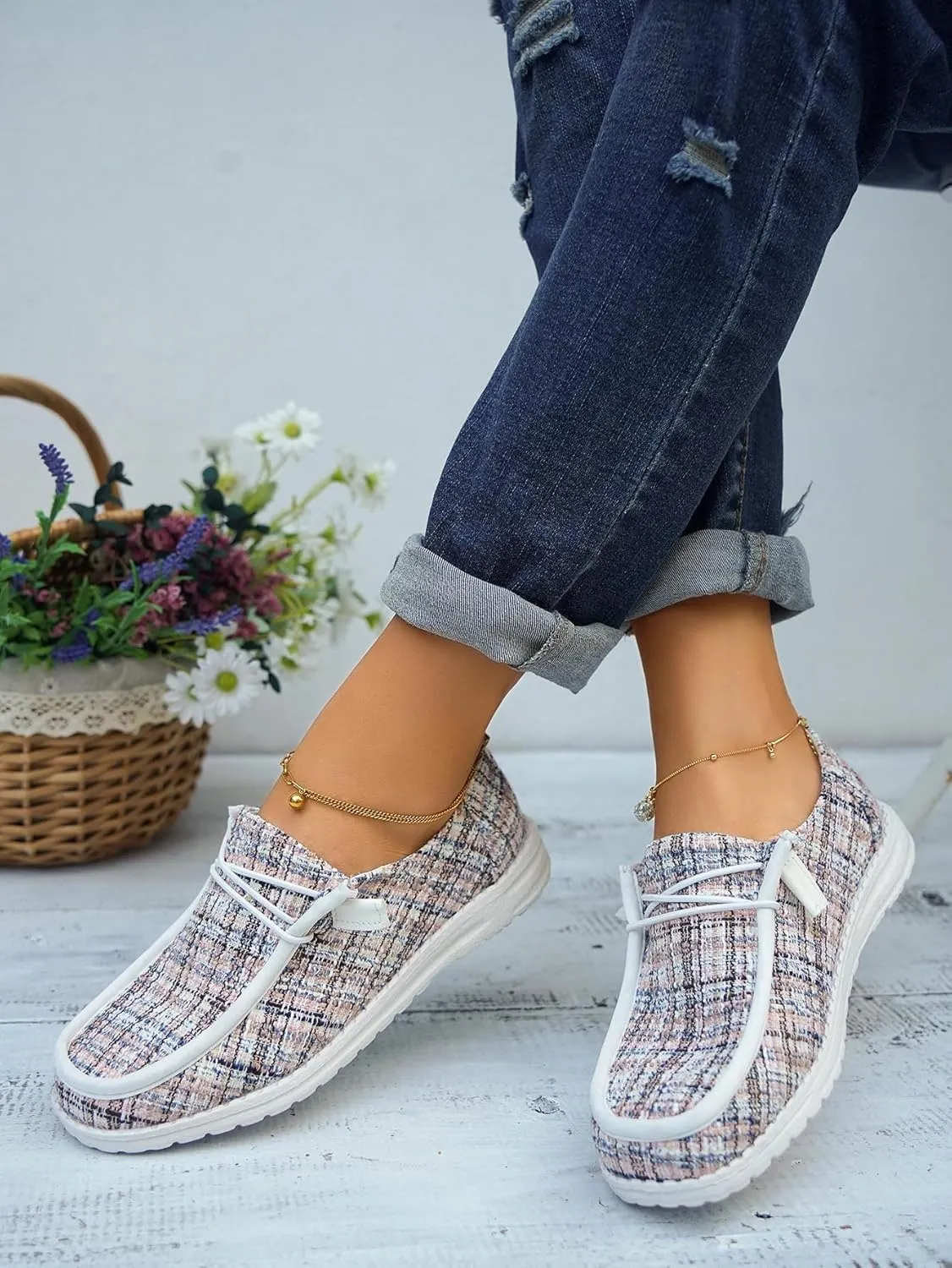 Unisex Lace-up Loafers Leather Trim Flats Low Top Walking Driving Shoes,Ultralight Boat Breathable Flexible Casual for Daily Wear