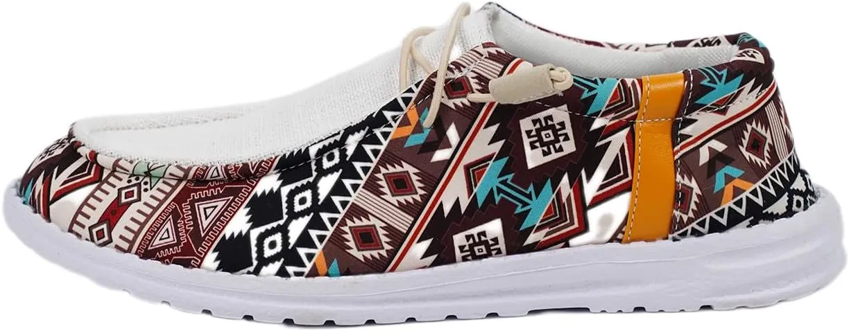 Unisex Lace-up Loafers Unique Pattern Print Canvas Slip-on Shoes Bohemian Fashion Low Top Walking Driving Shoes,Lightweight Boat Breathable Flexible Casual for Daily Wear