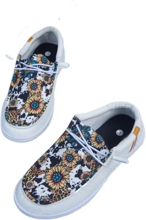 Unisex Lace-up Loafers Unique Pattern Print Canvas Slip-on Shoes Bohemian Fashion Low Top Walking Driving Shoes,Lightweight Boat Breathable Flexible Casual for Daily Wear