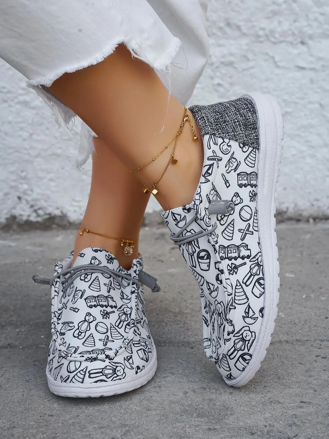 Unisex Lace-up Loafers Unique Pattern Print Canvas Slip-on Shoes Bohemian Fashion Low Top Walking Driving Shoes,Lightweight Boat Breathable Flexible Casual for Daily Wear