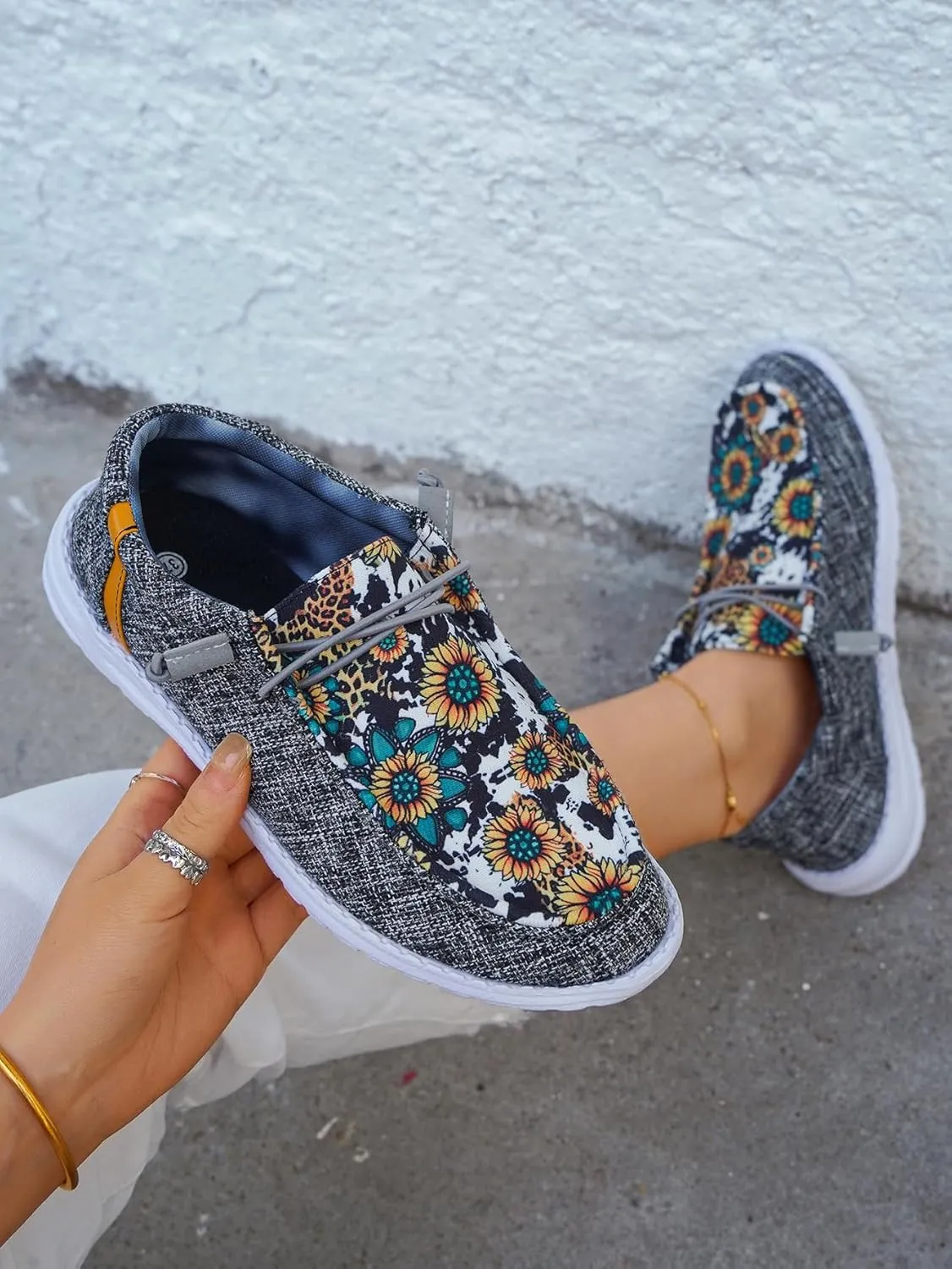 Unisex Lace-up Loafers Unique Pattern Print Canvas Slip-on Shoes Bohemian Fashion Low Top Walking Driving Shoes,Lightweight Boat Breathable Flexible Casual for Daily Wear