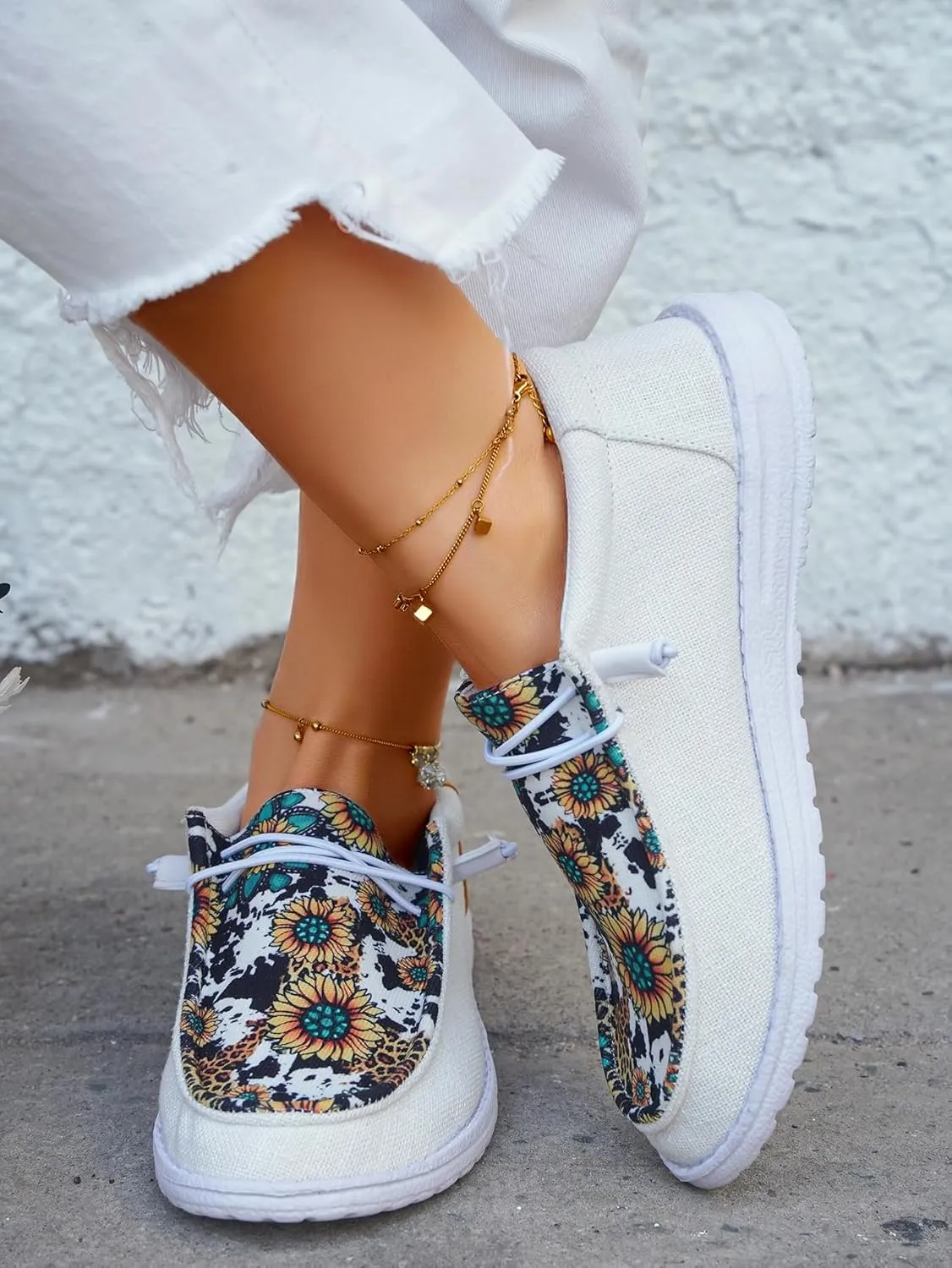Unisex Lace-up Loafers Unique Pattern Print Canvas Slip-on Shoes Bohemian Fashion Low Top Walking Driving Shoes,Lightweight Boat Breathable Flexible Casual for Daily Wear