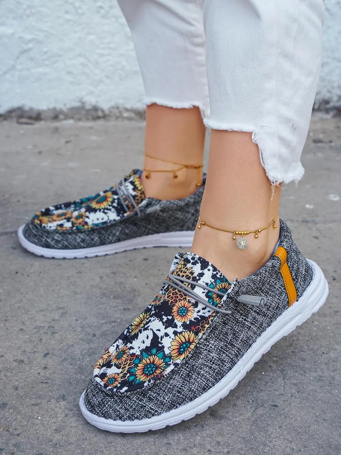 Unisex Lace-up Loafers Unique Pattern Print Canvas Slip-on Shoes Bohemian Fashion Low Top Walking Driving Shoes,Lightweight Boat Breathable Flexible Casual for Daily Wear
