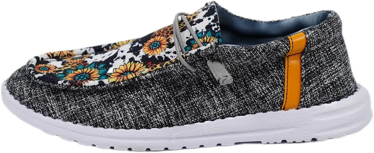 Unisex Lace-up Loafers Unique Pattern Print Canvas Slip-on Shoes Bohemian Fashion Low Top Walking Driving Shoes,Lightweight Boat Breathable Flexible Casual for Daily Wear