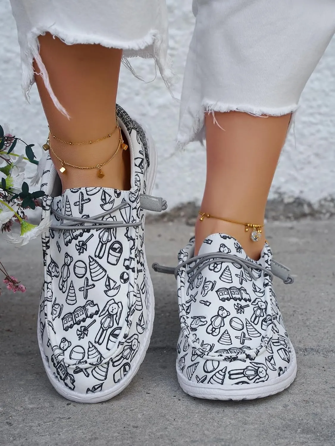 Unisex Lace-up Loafers Unique Pattern Print Canvas Slip-on Shoes Bohemian Fashion Low Top Walking Driving Shoes,Lightweight Boat Breathable Flexible Casual for Daily Wear