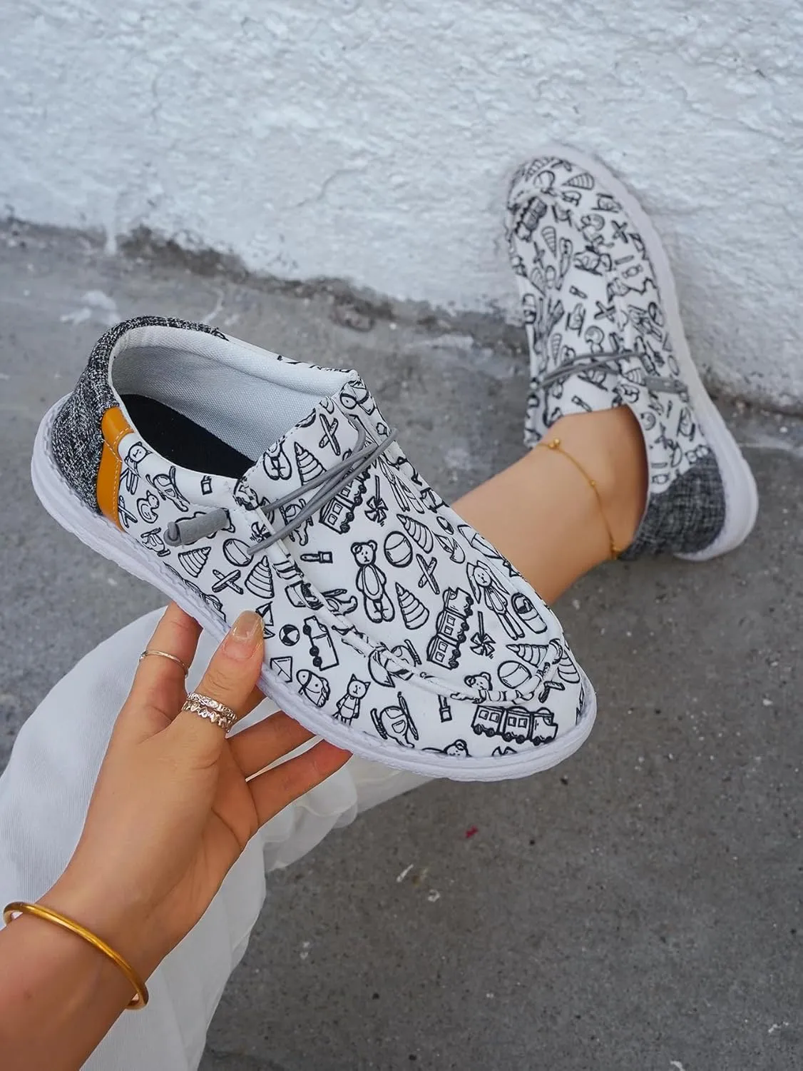 Unisex Lace-up Loafers Unique Pattern Print Canvas Slip-on Shoes Bohemian Fashion Low Top Walking Driving Shoes,Lightweight Boat Breathable Flexible Casual for Daily Wear