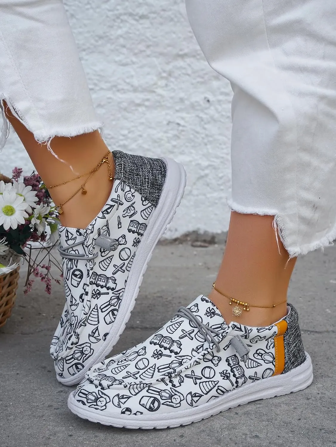 Unisex Lace-up Loafers Unique Pattern Print Canvas Slip-on Shoes Bohemian Fashion Low Top Walking Driving Shoes,Lightweight Boat Breathable Flexible Casual for Daily Wear