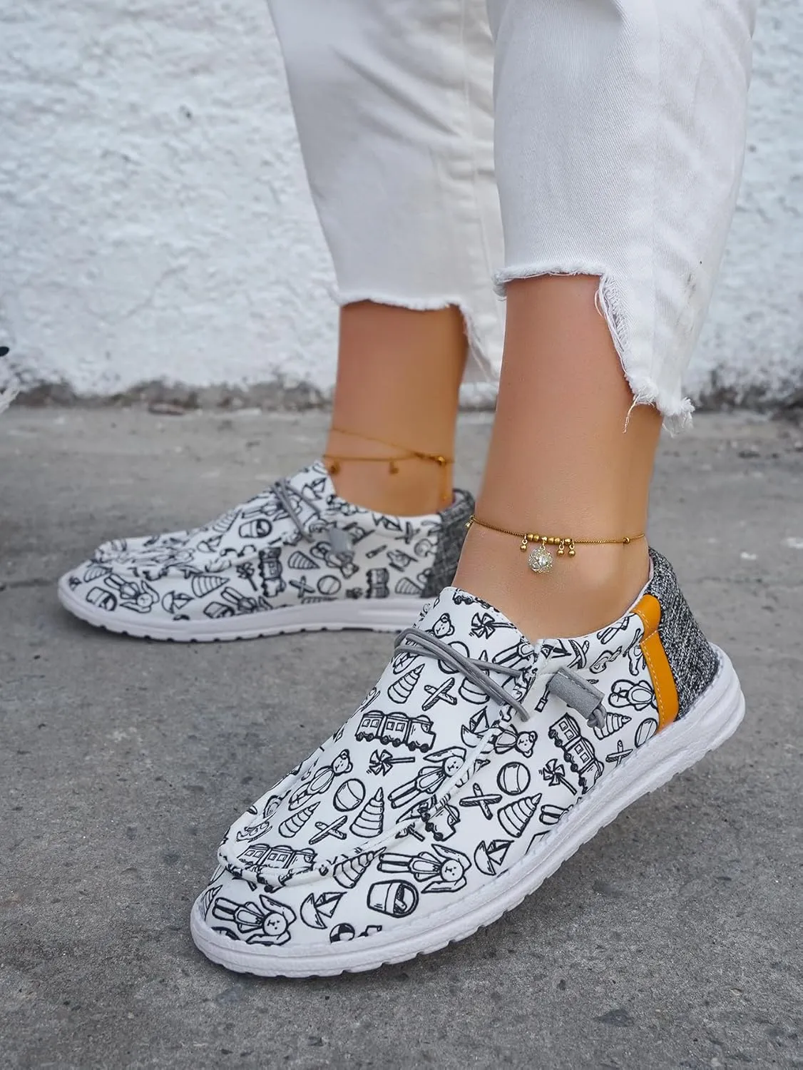 Unisex Lace-up Loafers Unique Pattern Print Canvas Slip-on Shoes Bohemian Fashion Low Top Walking Driving Shoes,Lightweight Boat Breathable Flexible Casual for Daily Wear