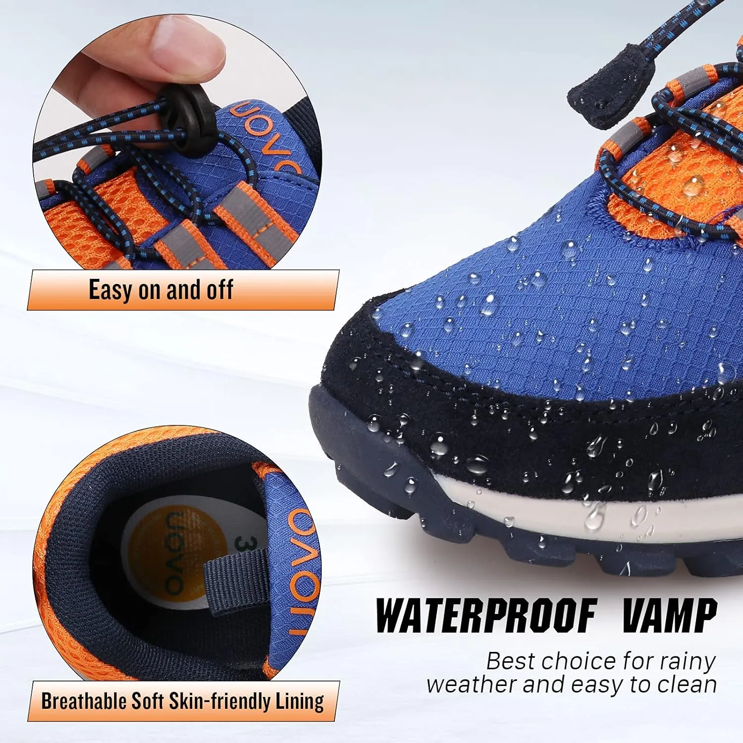 UOVO Boys Sneakers - Boys Hiking Tennis Running Shoes - Kids Waterproof Athletic Outdoor Sneakers - Non-Slip Comfortable (Little/Big Boys)