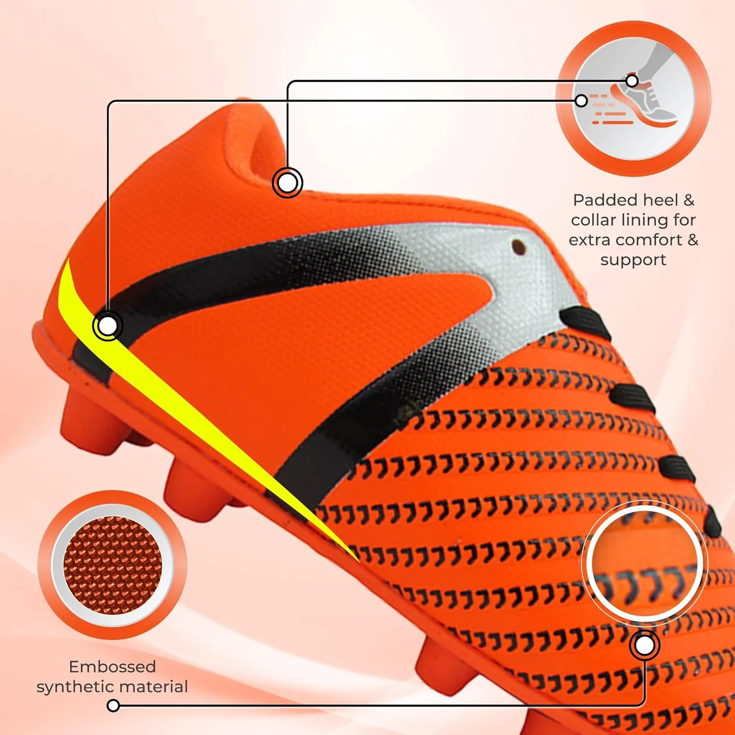 Vizari Impact Firm Ground Kids Soccer Cleats | Lightweight & Durable Girls and Boys Soccer Cleats with Excellent Traction | Unisex Football Shoes with Padded Heel & Anti-Stretch Lining