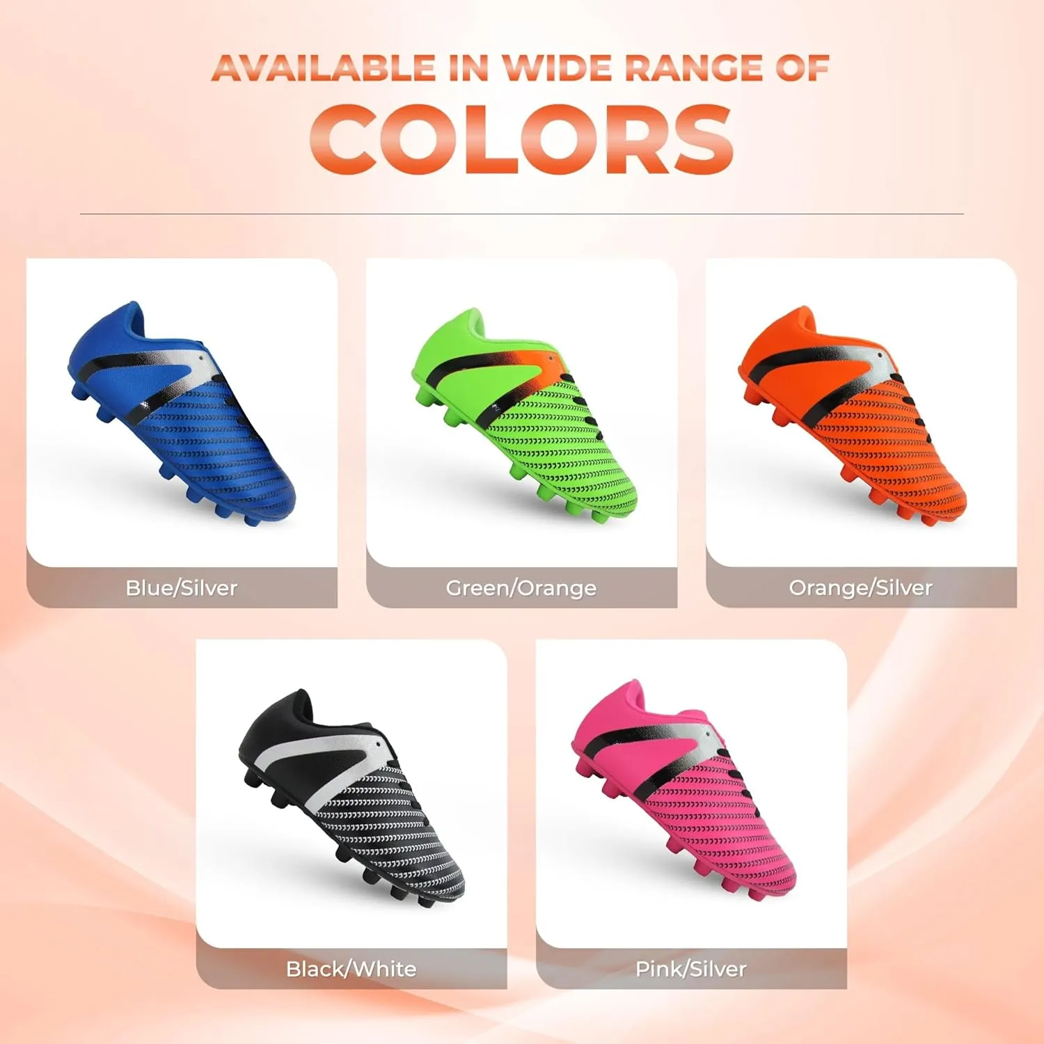 Vizari Impact Firm Ground Kids Soccer Cleats | Lightweight & Durable Girls and Boys Soccer Cleats with Excellent Traction | Unisex Football Shoes with Padded Heel & Anti-Stretch Lining