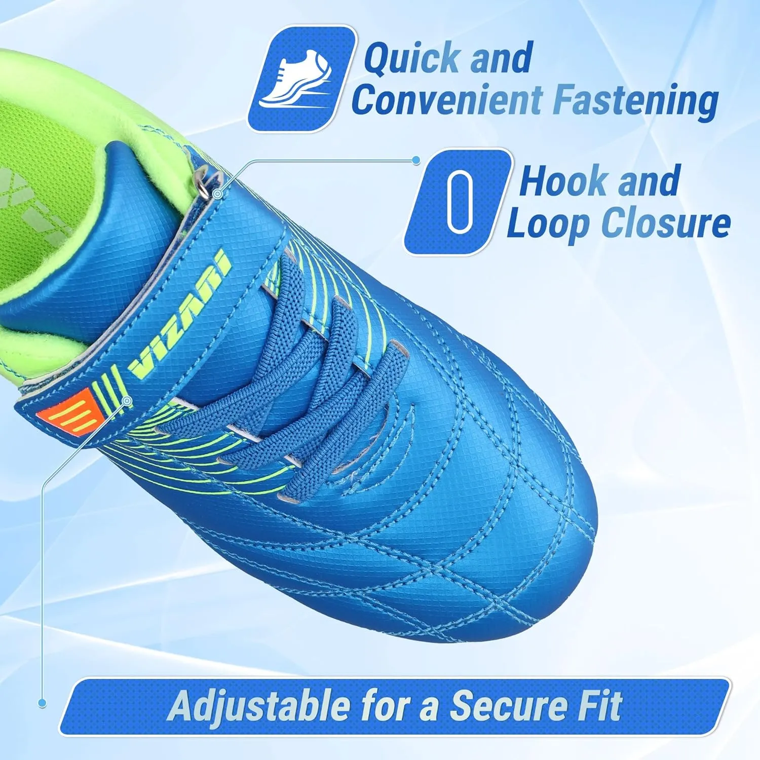 Vizari Loma FG Soccer Cleats for Kids | Firm Ground Shoes with Hook & Loop Closure | Synthetic Upper Toddler Shoes with Rubber Sole for Enhanced Performance and Traction | Ideal for Boys & Girls