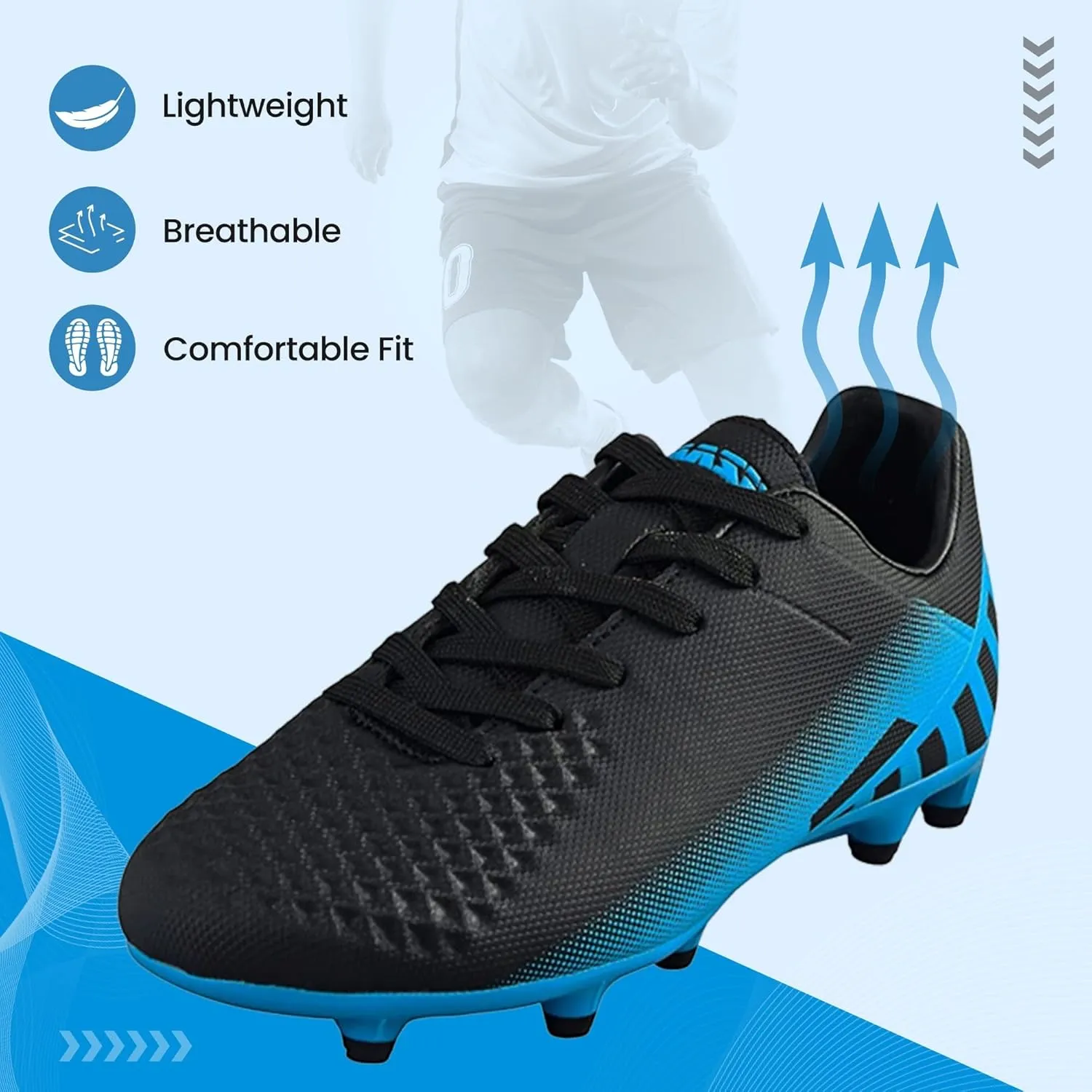 Vizari Santos Firm Ground Kids Soccer Cleats | Girls and Boys Soccer Cleats Embossed Synthetic Upper with Built-in Sock | Football Shoes with Molded TPU Outsole for Maximum Traction
