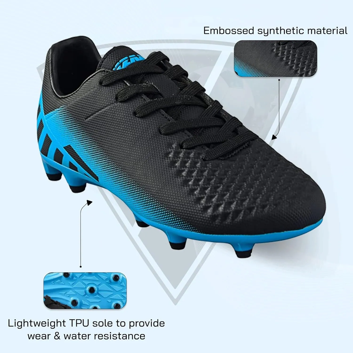 Vizari Santos Firm Ground Kids Soccer Cleats | Girls and Boys Soccer Cleats Embossed Synthetic Upper with Built-in Sock | Football Shoes with Molded TPU Outsole for Maximum Traction