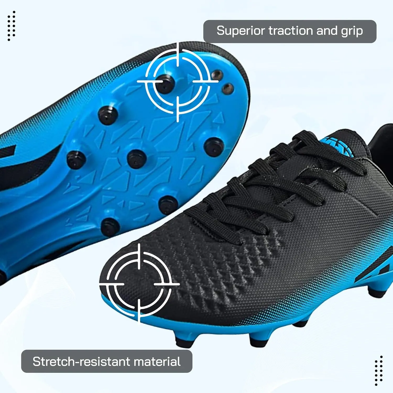 Vizari Santos Firm Ground Kids Soccer Cleats | Girls and Boys Soccer Cleats Embossed Synthetic Upper with Built-in Sock | Football Shoes with Molded TPU Outsole for Maximum Traction