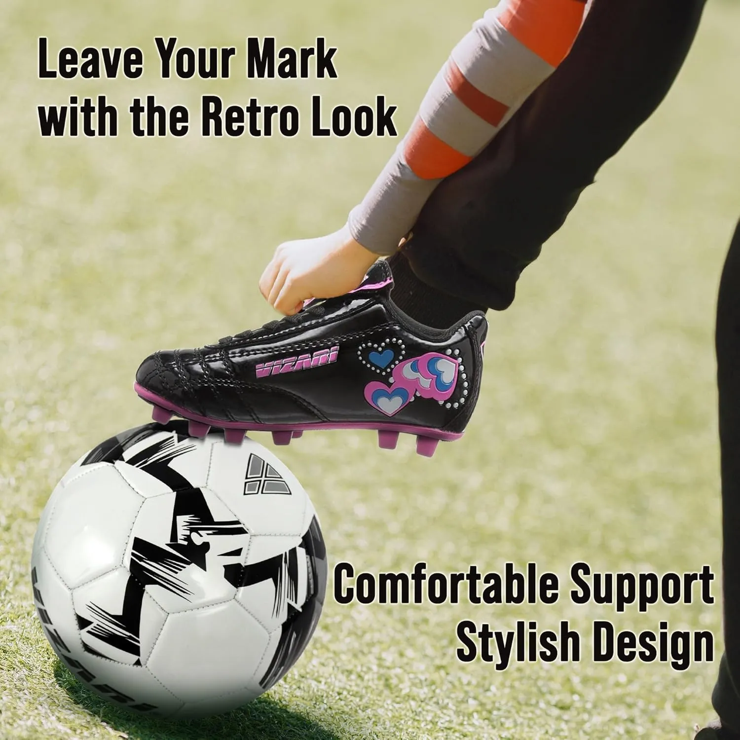Vizari Shiny Retro Hearts FG Soccer Cleats for Men Women Youth Soccer Players | Synthetic Football Cleats with Rubber Sole for Better Traction | Adult Soccer Cleats with Padded Heel for Utmost