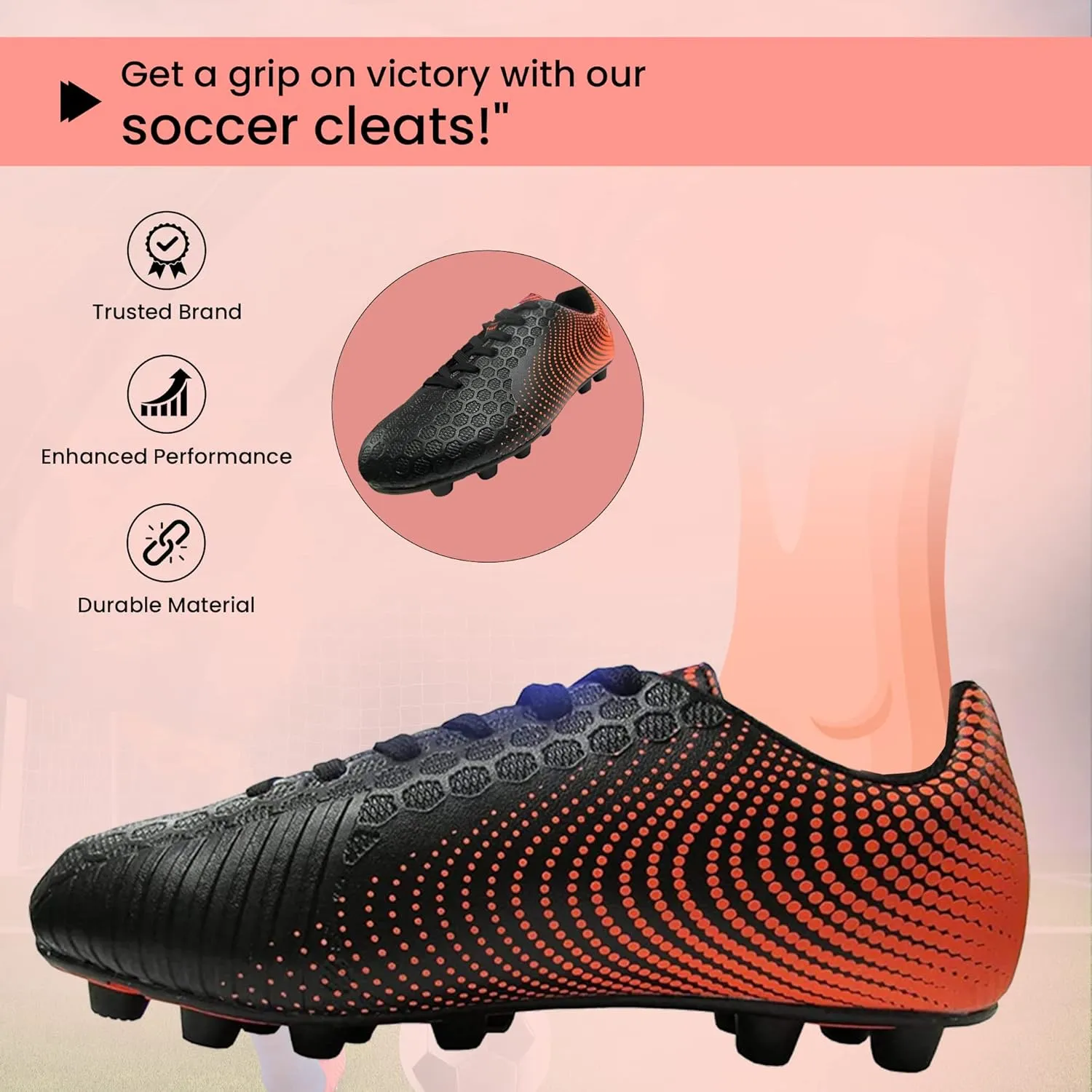 Vizari USA Stealth Boys Girls Soccer Cleats | Youth Firm Ground Athletic Outdoor Football Shoes for Toddler, Little Kid, Big Kid | Lightweight & Durable