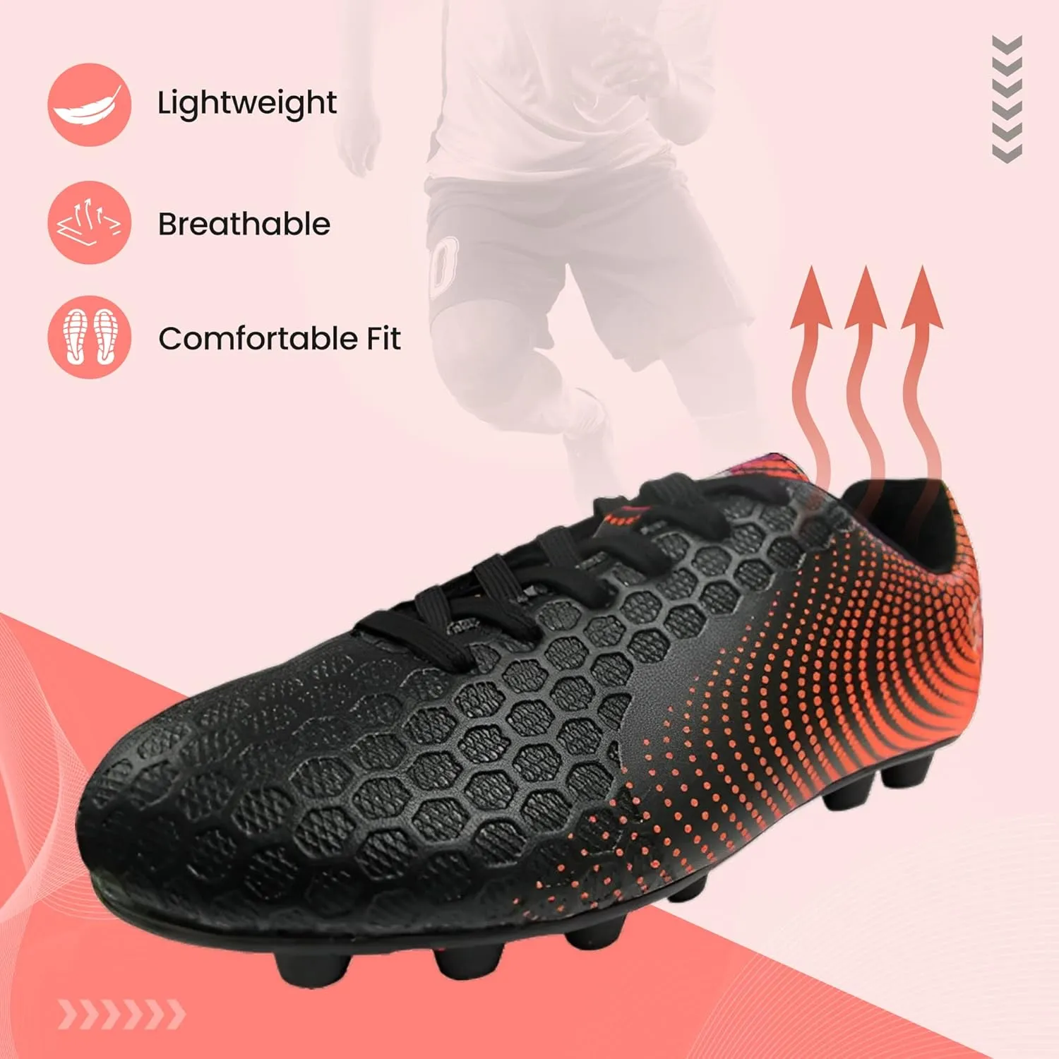 Vizari USA Stealth Boys Girls Soccer Cleats | Youth Firm Ground Athletic Outdoor Football Shoes for Toddler, Little Kid, Big Kid | Lightweight & Durable