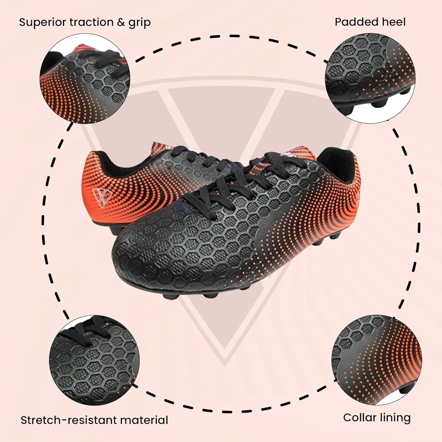 Vizari USA Stealth Boys Girls Soccer Cleats | Youth Firm Ground Athletic Outdoor Football Shoes for Toddler, Little Kid, Big Kid | Lightweight & Durable